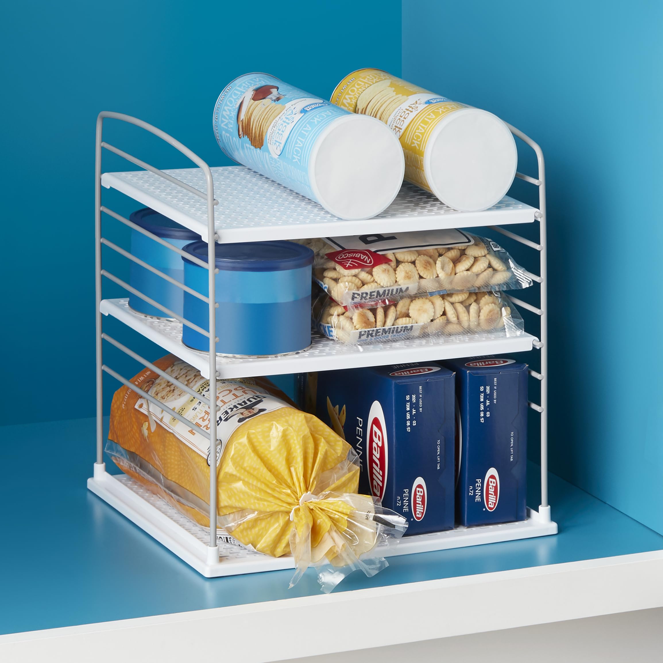 YouCopia UpSpace Adjustable Cabinet Organizer - Extra Large White Kitchen & Pantry Shelf for Plastic Wrap, Foil, and Food Storage | Perfect for Pantry, Cabinet, and Closet Organization
