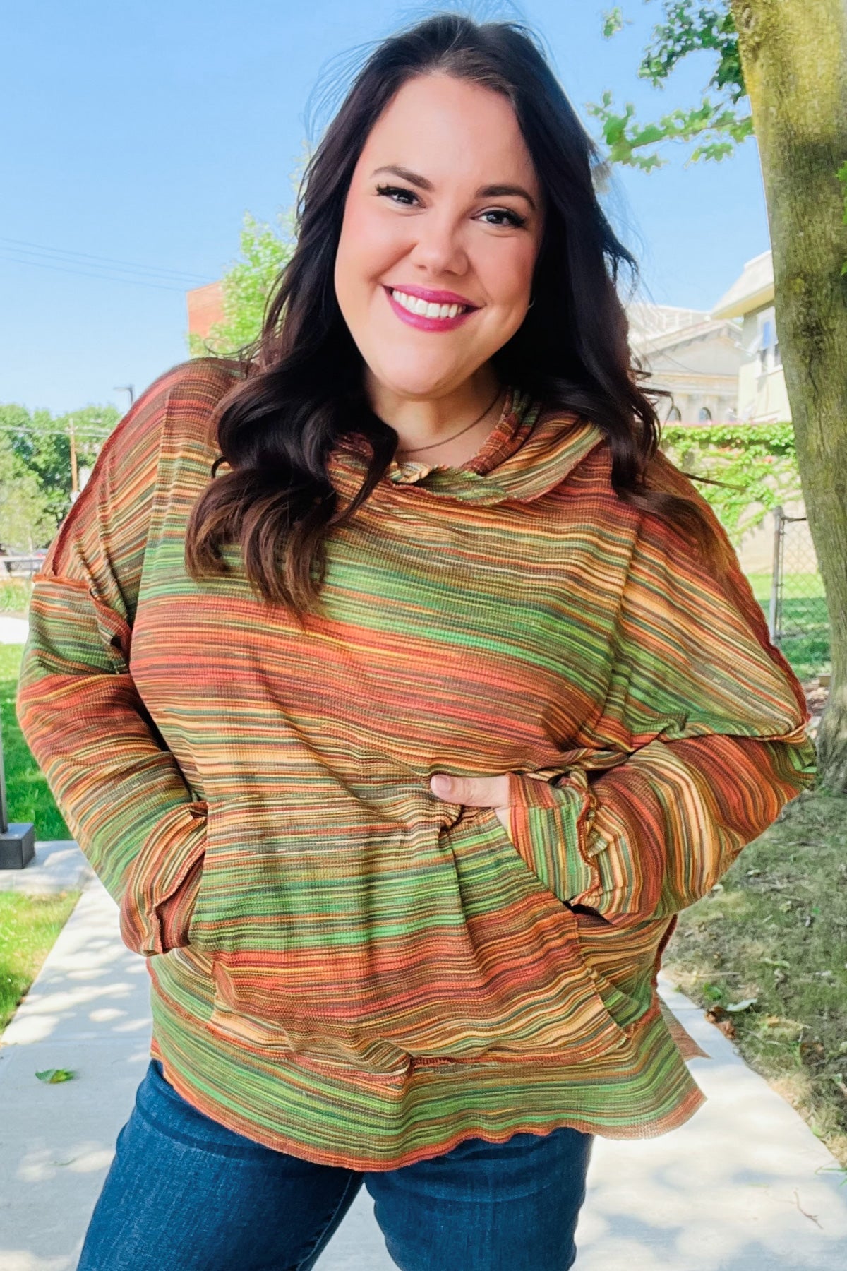 Orange & Green Space Dye Thermal Hoodie - Cozy Winter Pullover for Men & Women - Perfect for Outdoor Activities, Camping, and Cold Weather