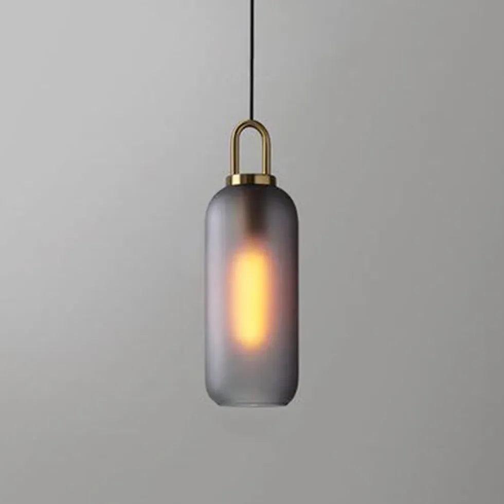 Industrial Smoke Grey Frosted Glass Pendant Light - Vintage Style Hanging Fixture for Kitchen Island, Dining Room, or Bar Lighting