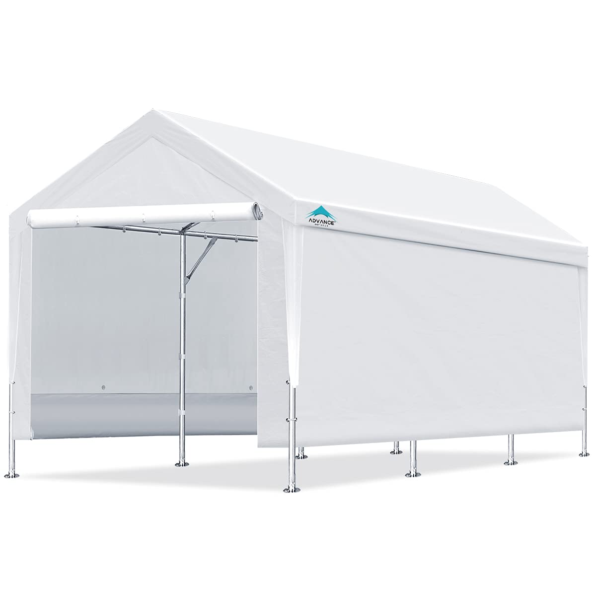 ADVANCE OUTDOOR 10x20 ft Heavy Duty Adjustable Carport Canopy - 9.5ft to 11.0ft Height, Removable Sidewalls & Doors, White - Perfect for Car Shelter, Garage, Boat Storage & Outdoor Party Tents