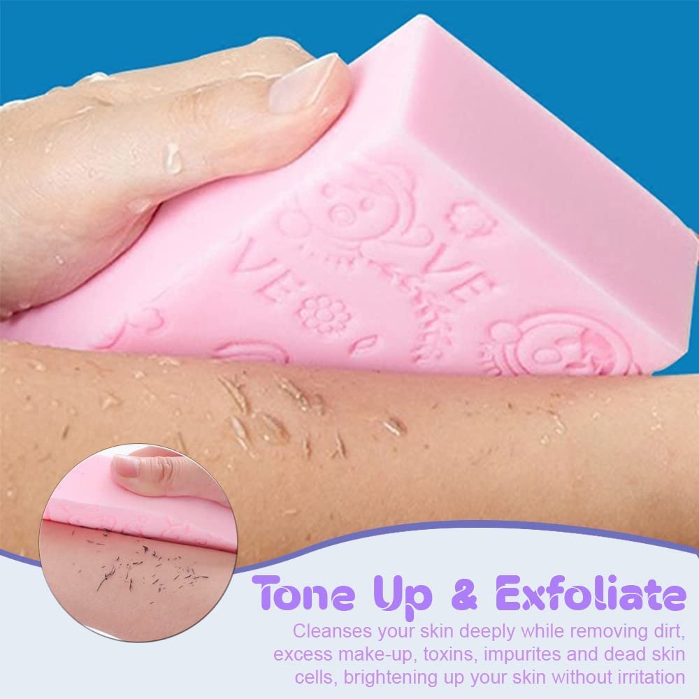 Ultra Soft Cloudzy Exfoliating Bath Gloves & Sponge Set with Ice Roller - Dead Skin Remover for Face & Body - Perfect for Spa Day, Skincare Routine & Relaxing Bath Time