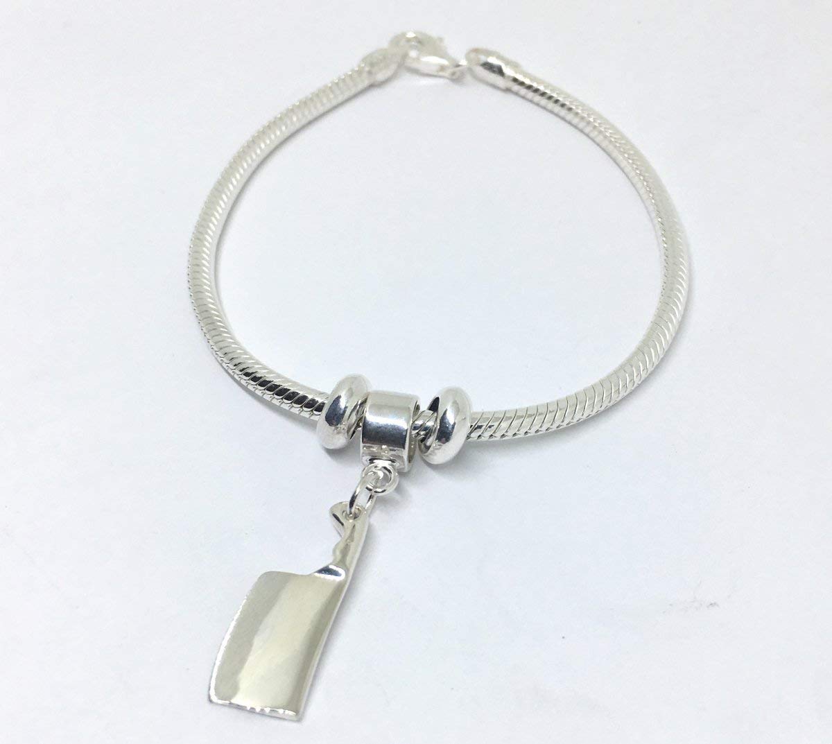 Professional Chef Cleaver Slider Charm Bracelet - Stainless Steel Kitchen Knife Pendant Jewelry for Cooking Enthusiasts - Perfect Gift for Chefs, Home Cooks & Food Lovers