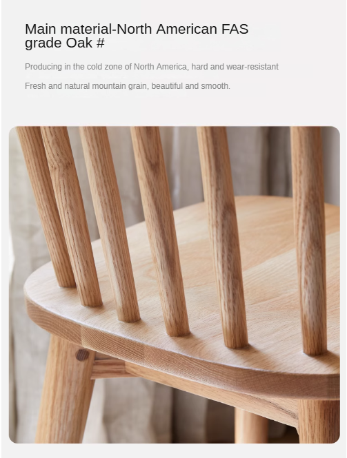 Solid Wood Windsor Chair Set of 4 - Oak, Cherry & Black Walnut - Perfect for Dining Room, Kitchen or Farmhouse Decor