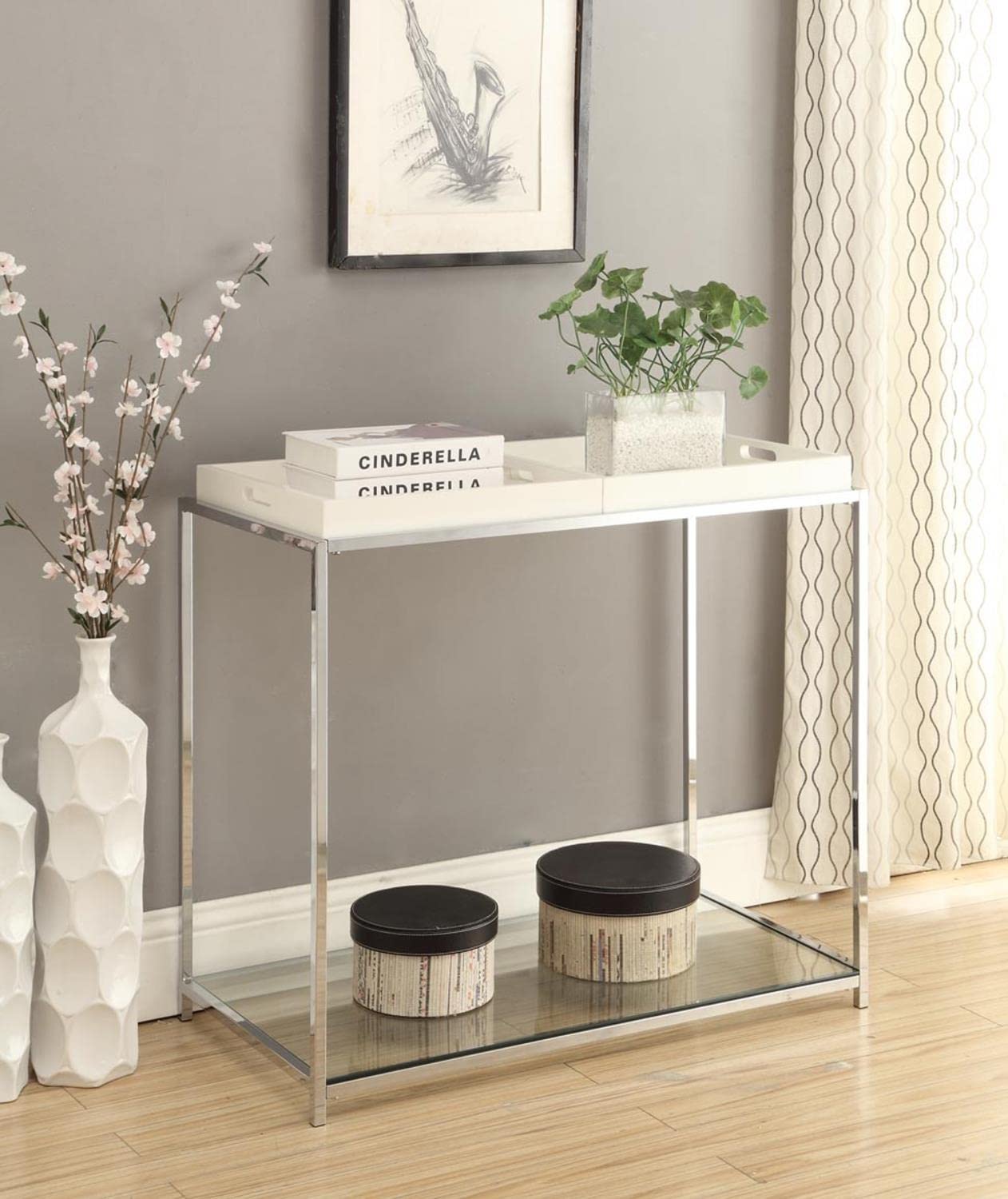 Convenience Concepts Palm Beach Console Table - White Entryway Sofa Table for Hallway, Living Room & Bedroom Decor