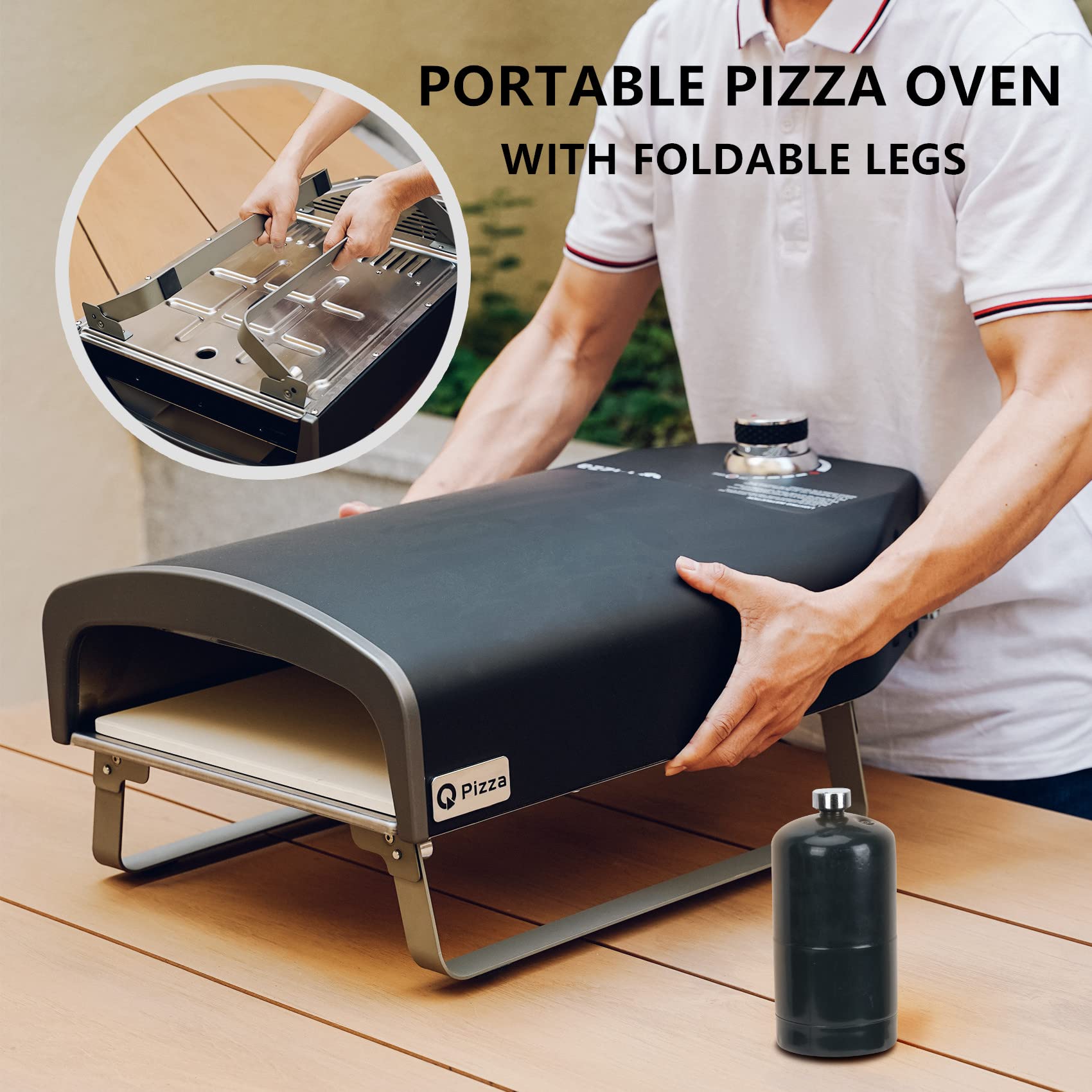 Portable Gas Pizza Oven for Outdoor Cooking - 13x13 Inch Pizza Stone Included | Backyard Pizza Maker for Parties, Camping & Picnics | Perfect Outdoor Kitchen Accessory & Gift Idea (Model PS100)