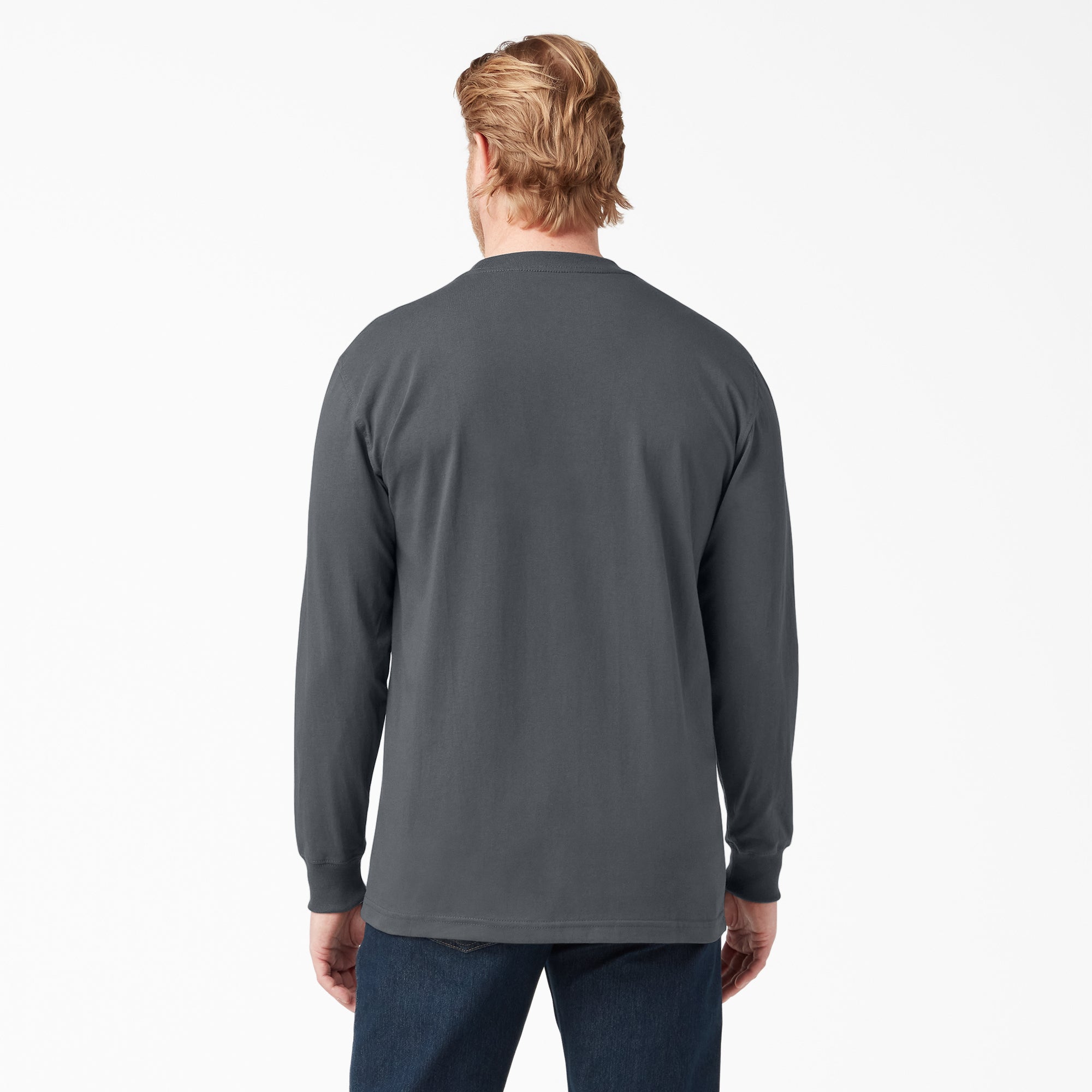 Dickies Men's Heavyweight Long Sleeve Crew Neck T-Shirt - Durable Workwear for Construction, Landscaping & Outdoor Activities