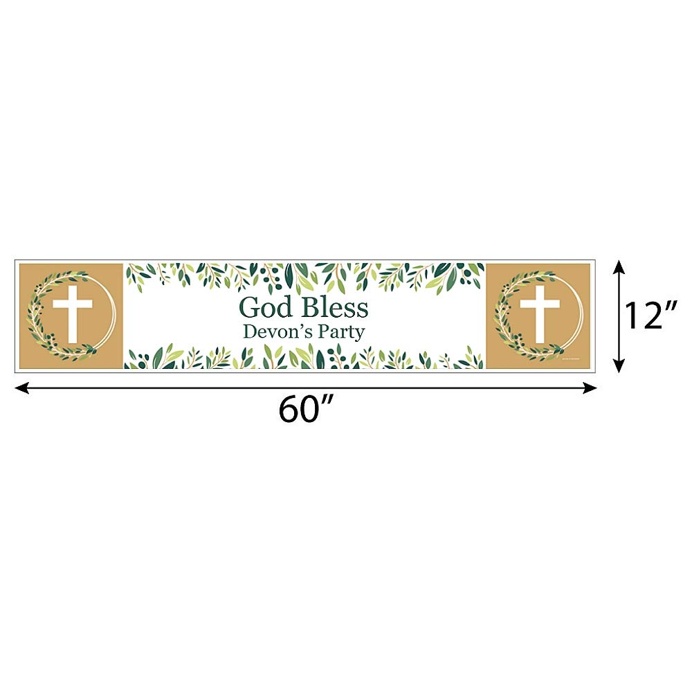 Personalized Elegant Cross Banner - Custom Religious Party Decorations for Church Events, Baptisms & Weddings | Big Dot of Happiness
