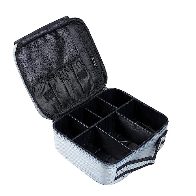EKANTIK Professional Makeup Organizer Travel Cosmetic Case - Adjustable Compartments Vanity Bag with Portable Storage | Perfect for Travel, Home & Salon Use (Multicolor, Pack of 1)