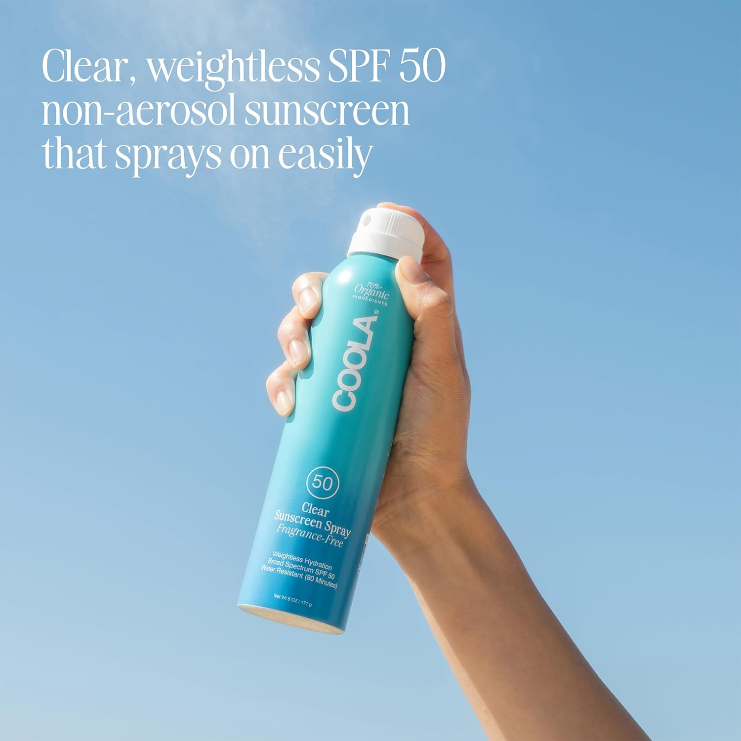 COOLA Classic Body Organic Sunscreen Spray SPF 50 - Broad Spectrum UVA/UVB Protection, Water Resistant, Reef Safe | Perfect for Beach, Pool & Outdoor Activities