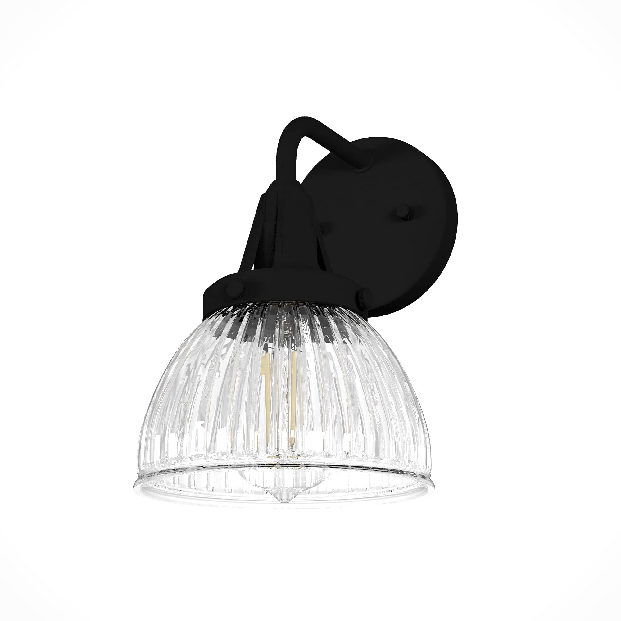 Hunter Cypress Grove 1-Light Black Iron Wall Sconce - Dimmable Transitional Style Medium Size - Perfect for Bedroom, Kitchen, Foyer & Bathroom Lighting - Model 19253