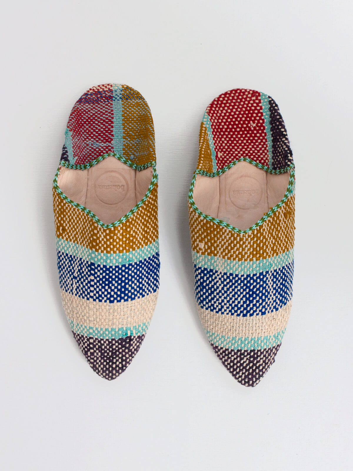 Authentic Moroccan Boujad Pointed Babouche Slippers - Cozy Winter Stripe Design for Home & Lounge Comfort | Perfect Gift for Holidays & Cultural Fashion Enthusiasts