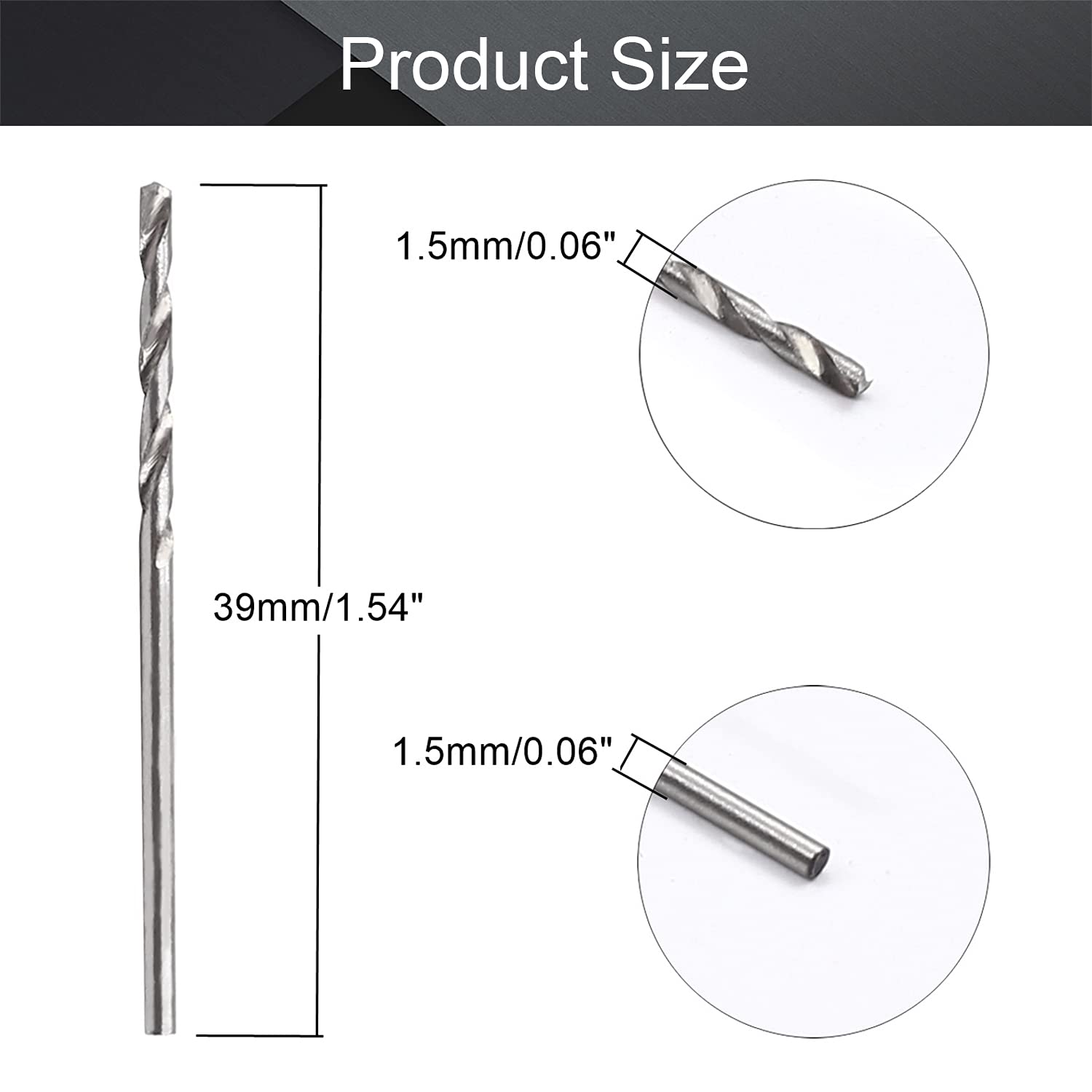 Utoolmart 10Pcs High Speed Steel Straight Shank Twist Drill Bits Set - 1.5mm Diameter Spiral Drill Bits for Metal, Wood & Plastic - Perfect for DIY Projects, Home Repair & Professional Use