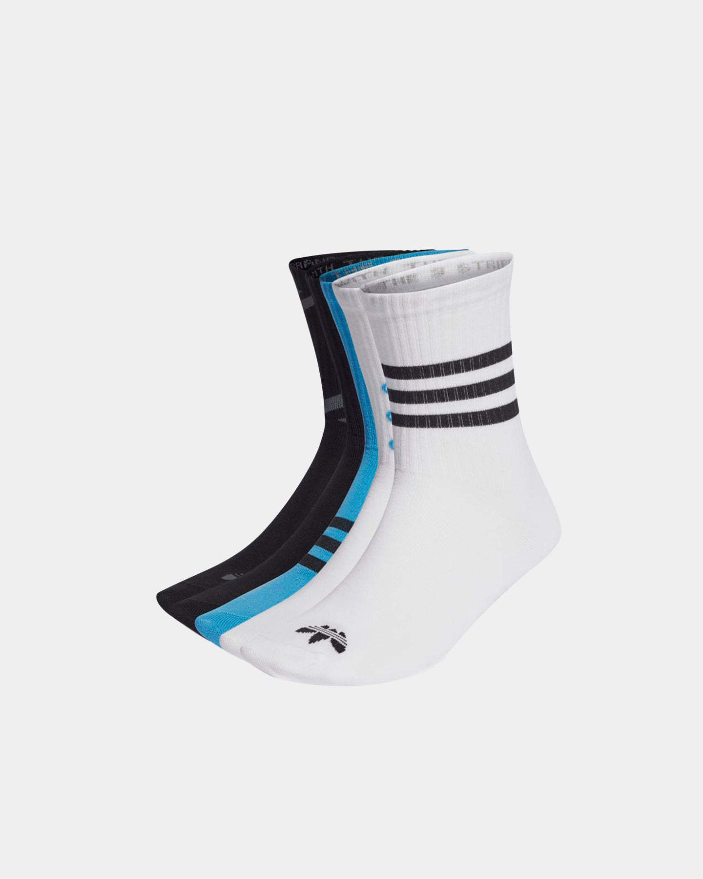 Adidas Graphic Crew Socks 5-Pack - White, Black & Blue Athletic Socks for Men & Women - Perfect for Running, Gym & Casual Wear