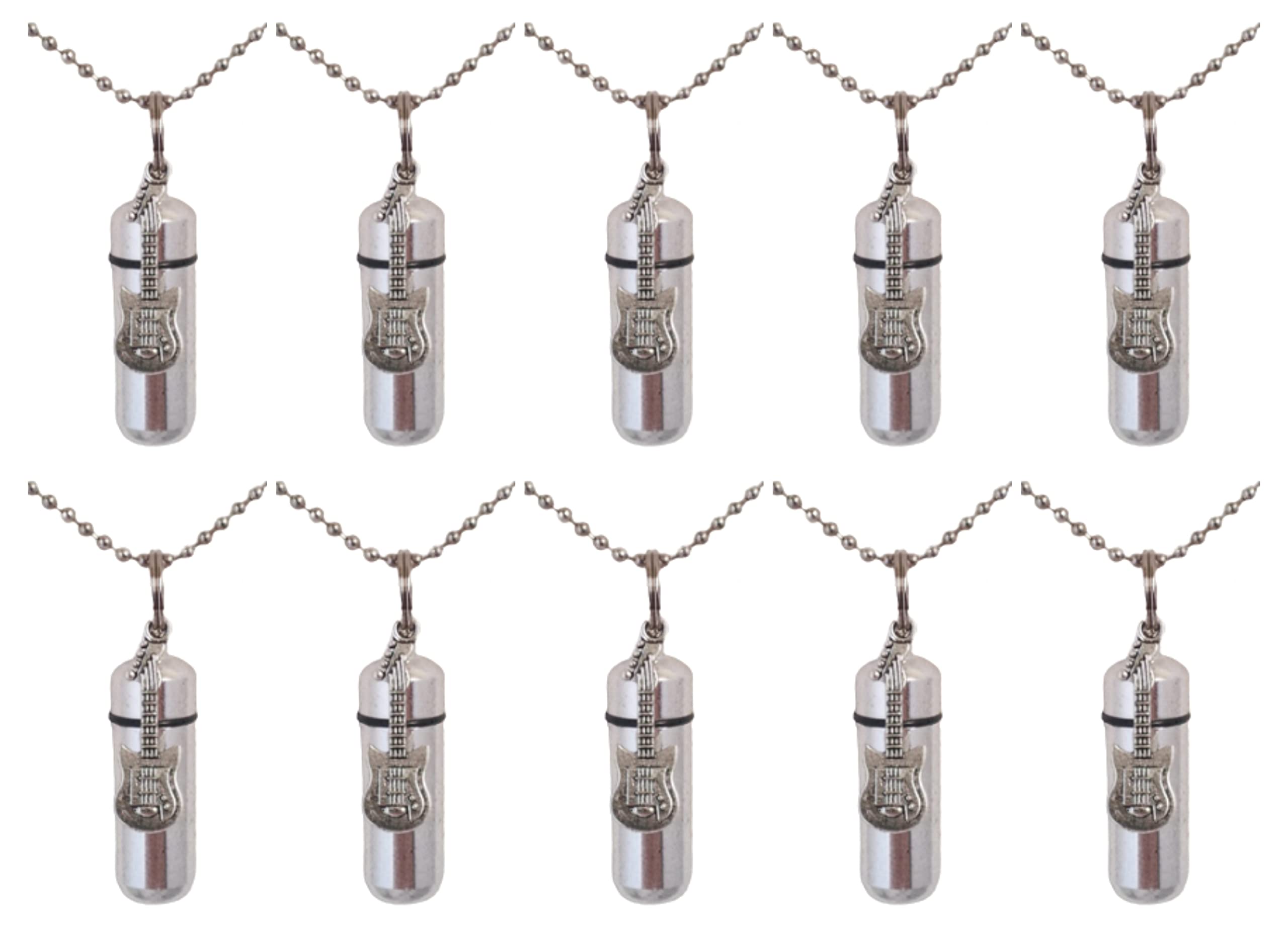 10-Piece Silver Electric Guitar Cremation Urn Necklace Set – Handmade Engravable Memorial Jewelry for Ashes – Unique Mourning Keepsake for Musicians & Loved Ones – Perfect for Funerals, Memorial Services & Remembrance Gifts