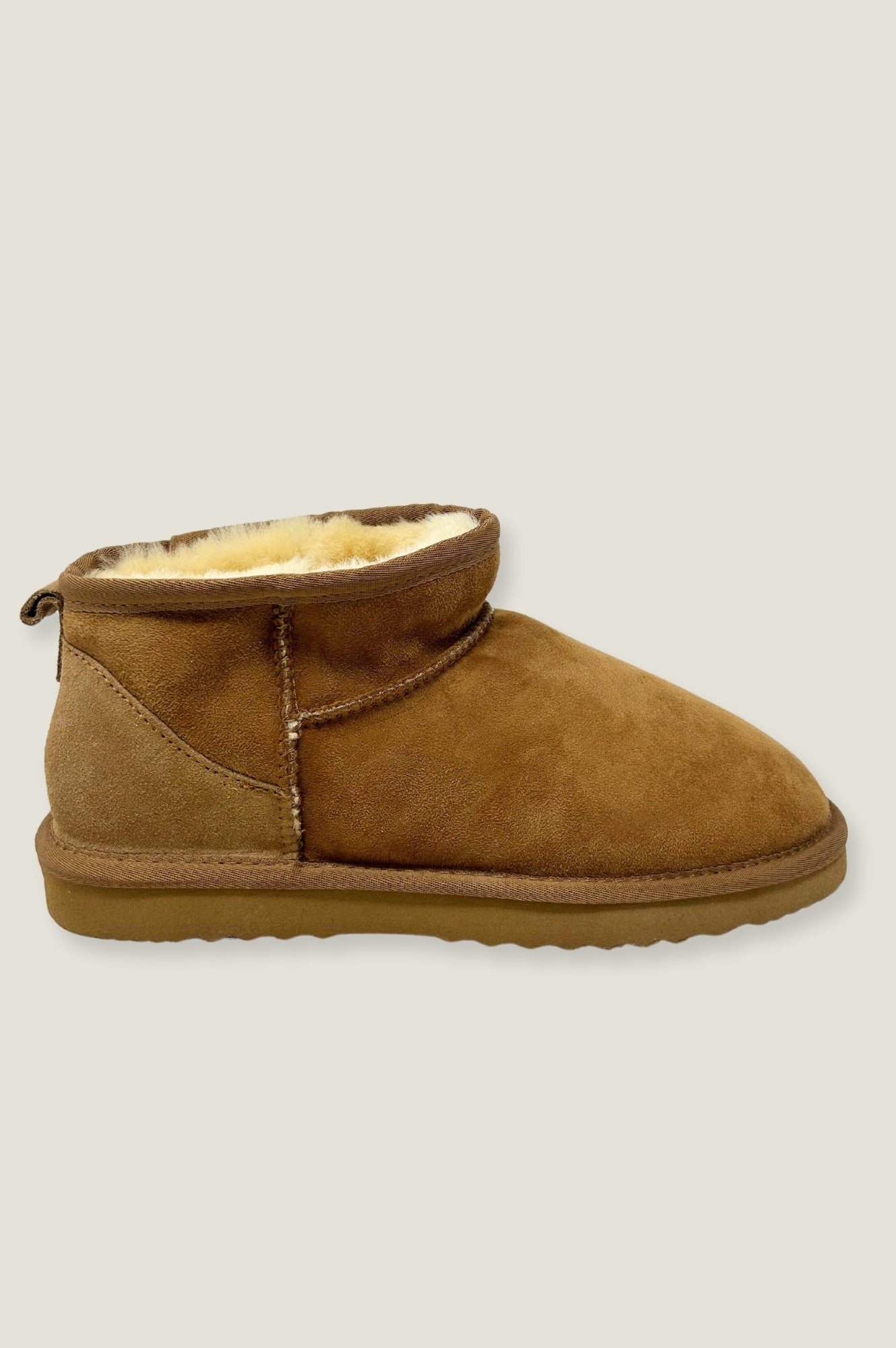 LUCKY BEAR Mini Sheepskin Boots for Women - Soft Tan Winter Booties | Cozy Indoor/Outdoor House Slippers for Cold Weather & Home Comfort