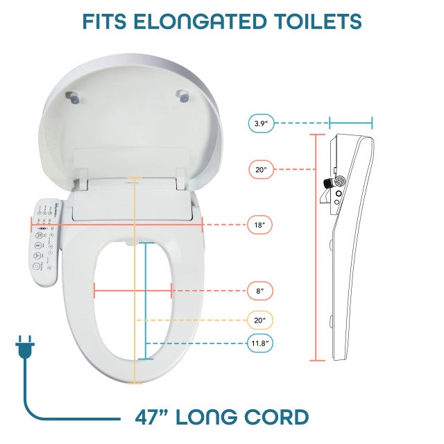 BidetMate 3000 Series Smart Bidet Toilet Seat with Warm Water Wash, Heated Seat & Remote Control - Perfect for Modern Bathrooms & Elderly Comfort