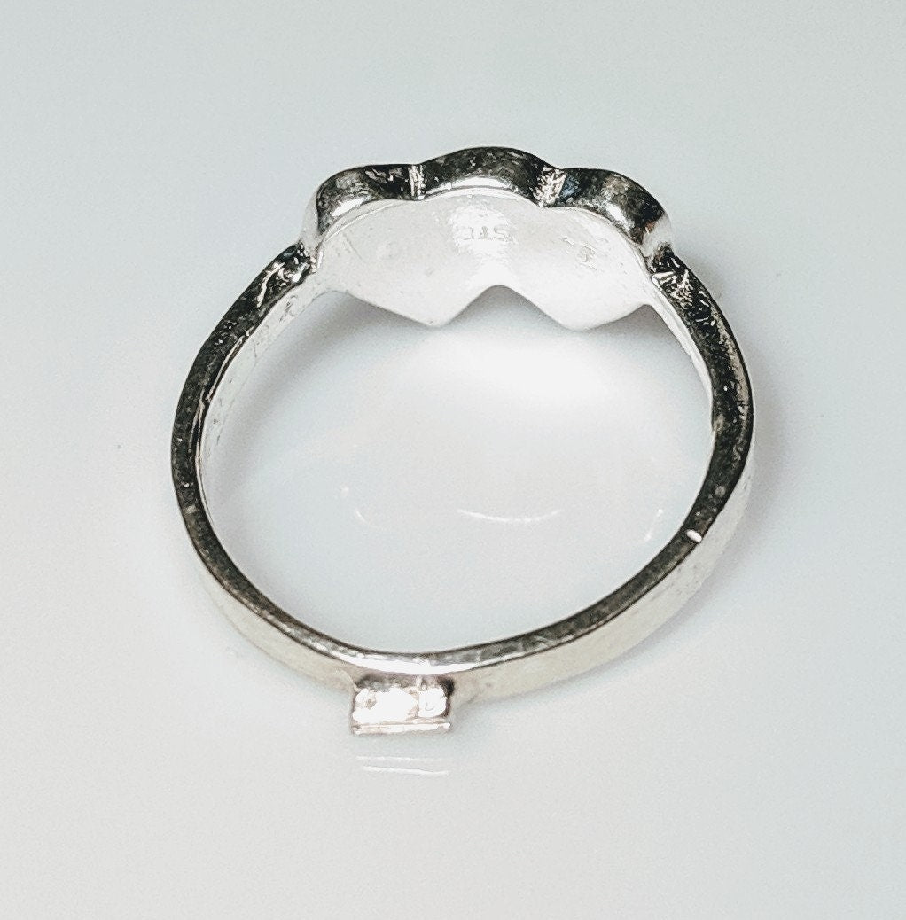 Sterling Silver Inlay Double Heart Blank Ring Setting - Rough Cast DIY Jewelry Making - Size 4-7 (563-139) - Perfect for Silversmiths, Engraving Projects & Handmade Jewelry Creation - Ideal for Wedding Bands, Promise Rings & Custom Jewelry Designs