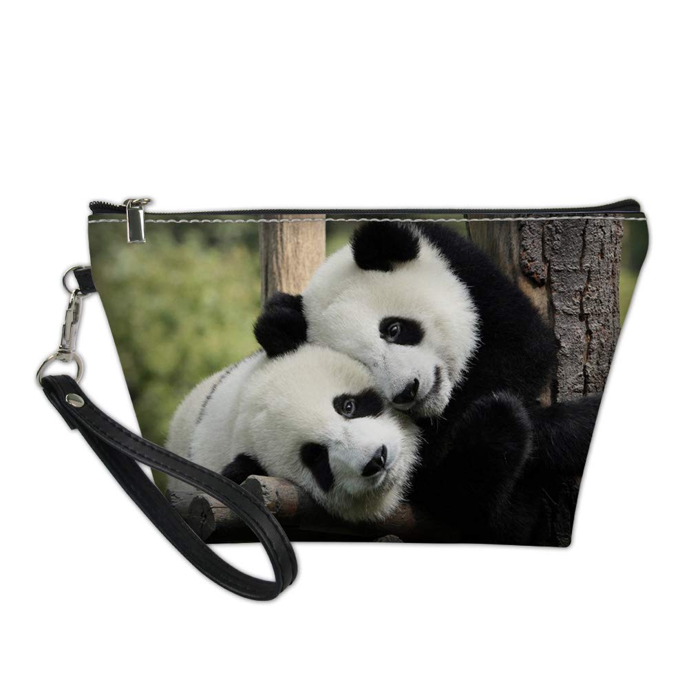 Amzbeauty Cute Panda Makeup Bag - Waterproof PU Leather Cosmetic Organizer with Zipper, Travel Toiletry Pouch for Women | Perfect for Travel, Gym & Daily Use