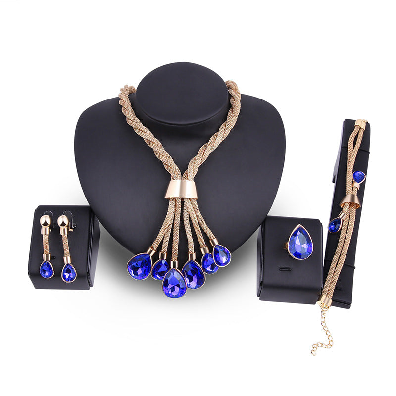 4-Piece Gold-Plated Necklace and Earrings Jewelry Set for Women - Elegant Gift for Birthday, Anniversary, and Special Occasions