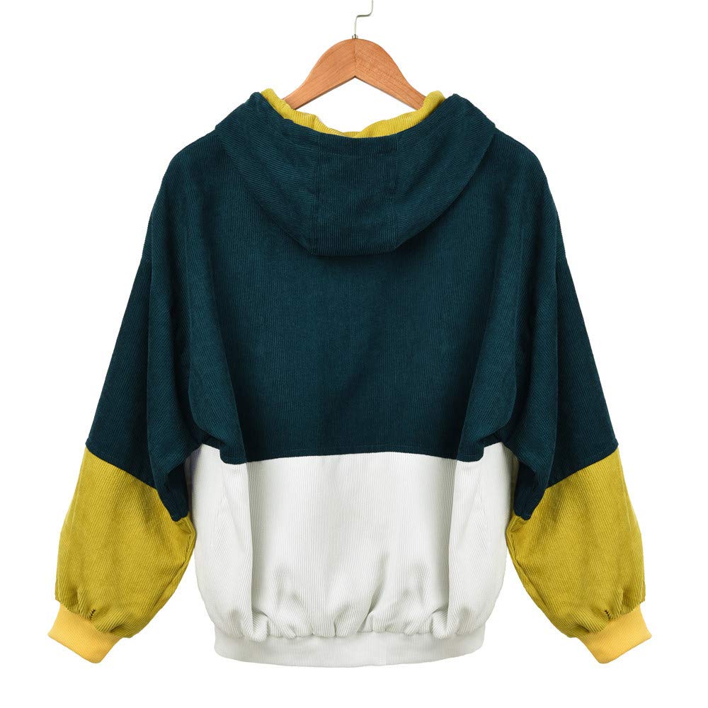 Women's Long Sleeve Corduroy Patchwork Oversized Jacket - Windbreaker Coat with Fleece Lining for Fall & Winter | Casual Outerwear for Streetwear, Work, and Travel