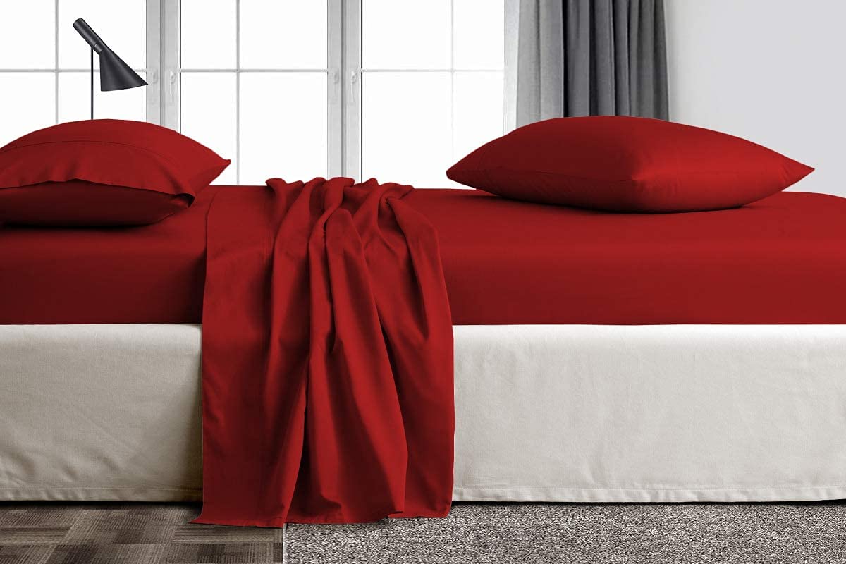 Premium 700 Thread Count Egyptian Giza Cotton 6-Piece Twin Sheet Set - Luxurious Burgundy Bedding for Ultimate Comfort | Perfect for Guest Rooms, Dorms & Cozy Bedrooms