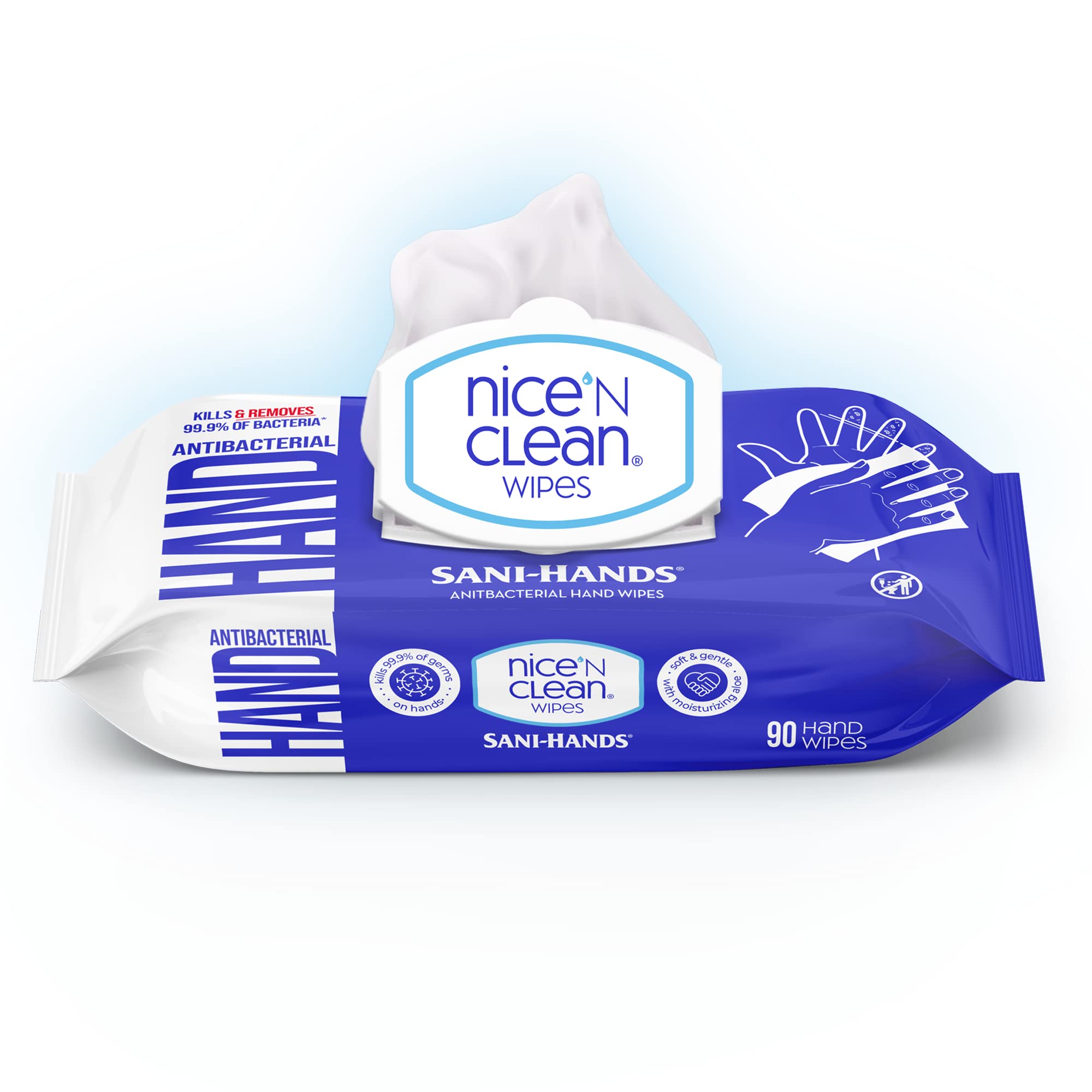 Nice 'N CLEAN Hypoallergenic Sensitive Skin Wet Wipes - 90 Count (8-Pack) | Aloe Vera Infused Hand Wipes | Gentle for Babies & Adults | Perfect for Travel, Gym & On-the-Go Hygiene