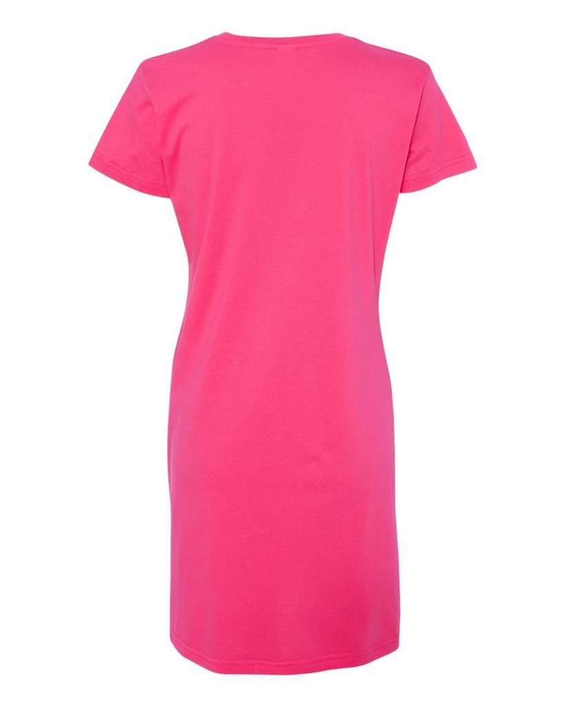 Ladies Fine Jersey V-Neck Coverup T-Shirt - Soft Beach Dress & Lounge Wear in Hot Pink | Perfect for Poolside, Vacation & Casual Outfits