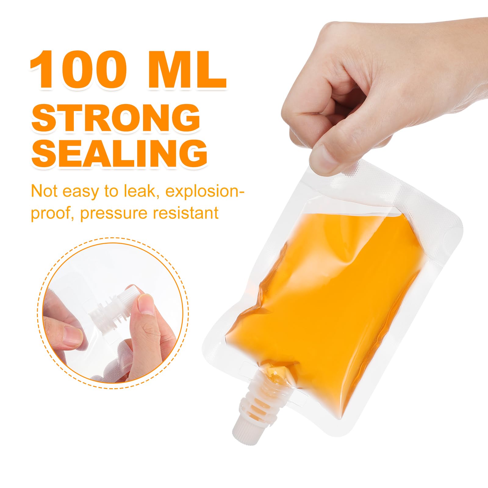 YARNOW 50 Pack 3.5 Oz Plastic Drinking Pouches with Spout - Reusable Leakproof Liquid Bags for Milk, Juice, Tea, Sports Drinks | Perfect for Kids Lunchboxes, Camping, Travel & Outdoor Activities