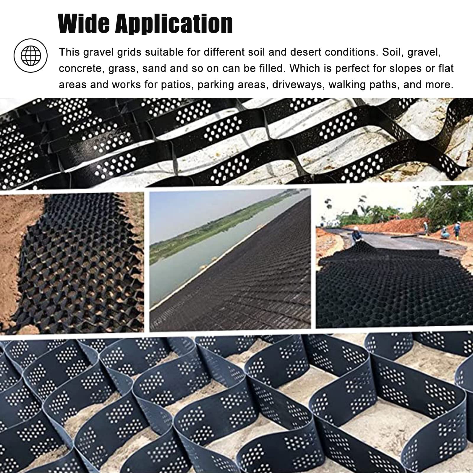 2 Inch Thick Gravel Grid Stabilizer for Driveway & Walkway - Heavy Duty Honeycomb Geo Grid (2x7.5m/6.6x24.6ft) - Flexible Ground Reinforcement for Landscaping, Parking Areas & High Traffic Zones
