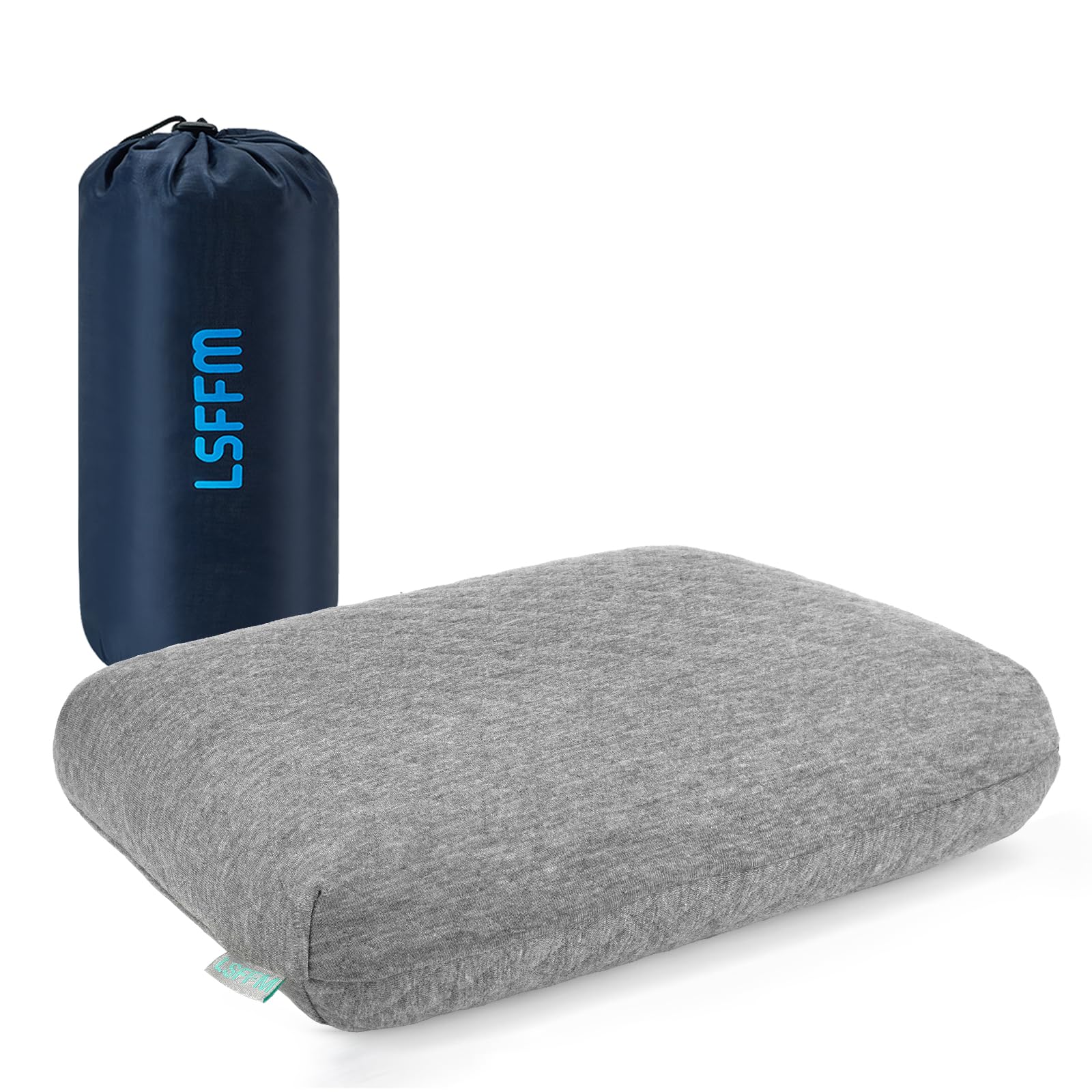Memory Foam Travel Pillow for Camping & Hammock - Compact Sleeping Pillow with Washable Double-Layer Cover (Grey) - Perfect for Airplane, Car Trips & Outdoor Adventures