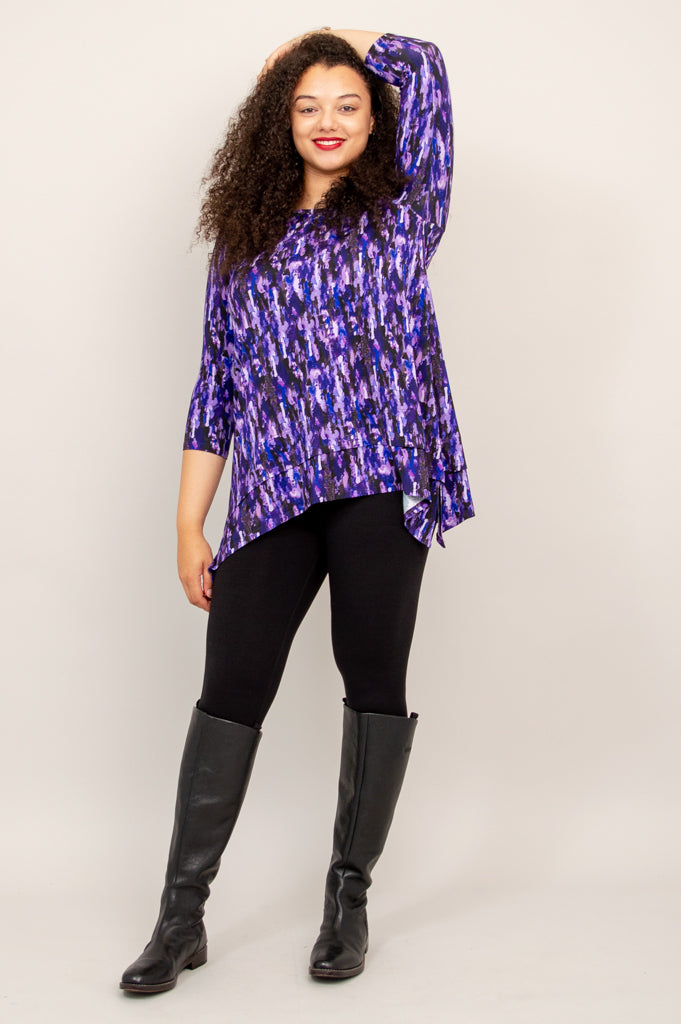 Kindness Tunic Top for Women - Soft Bamboo Fabric in Plum Rain Color - Perfect for Casual Wear, Office Outfits & Summer Dresses