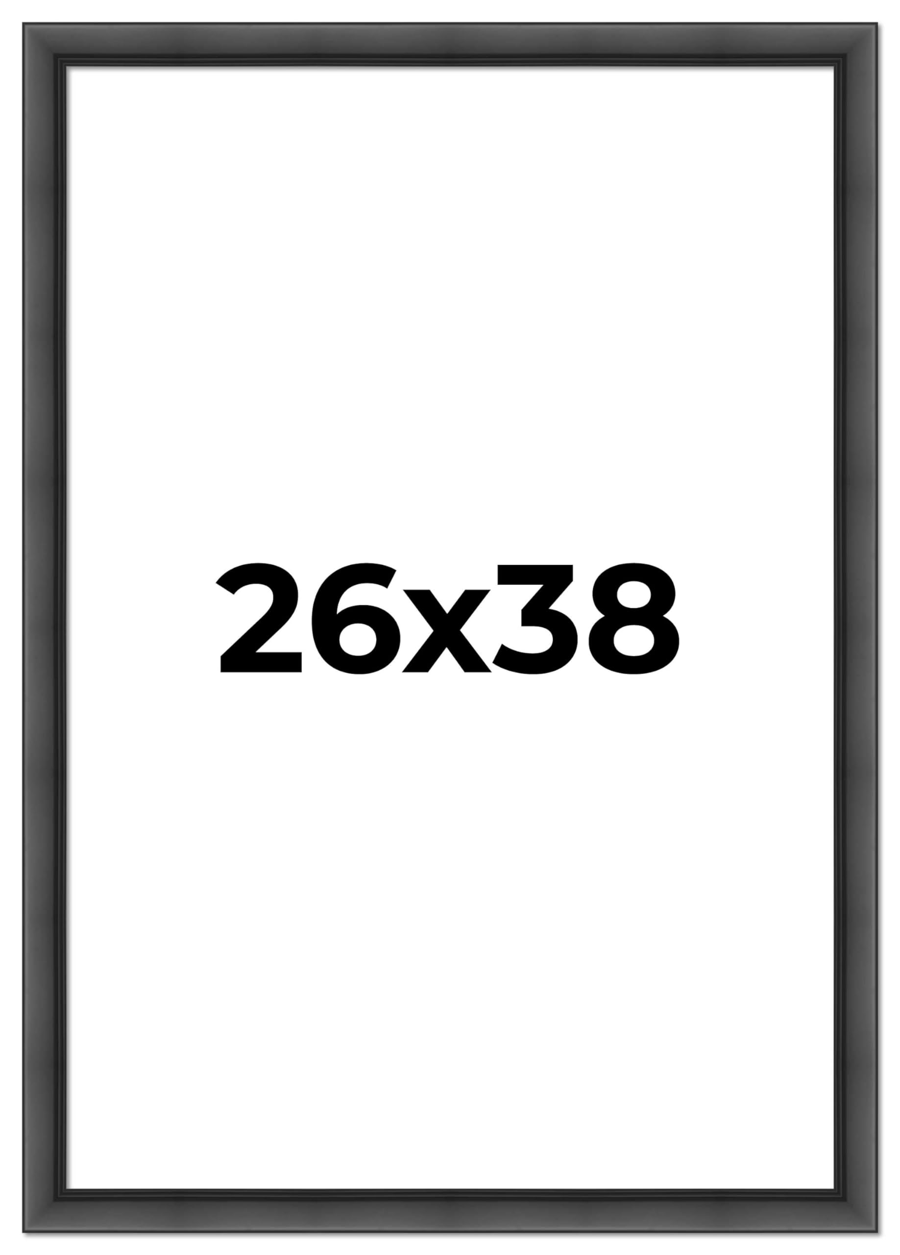 26x38 Black Modern Picture Frame with UV Acrylic Shatter Guard & Acid-Free Backing - Wood Wall Photo Frame for Family Portraits, Home Decor, Office Display - Includes Hanging Hardware (No Mat Included) - Perfect for Living Room, Bedroom or Gallery Wall Decor