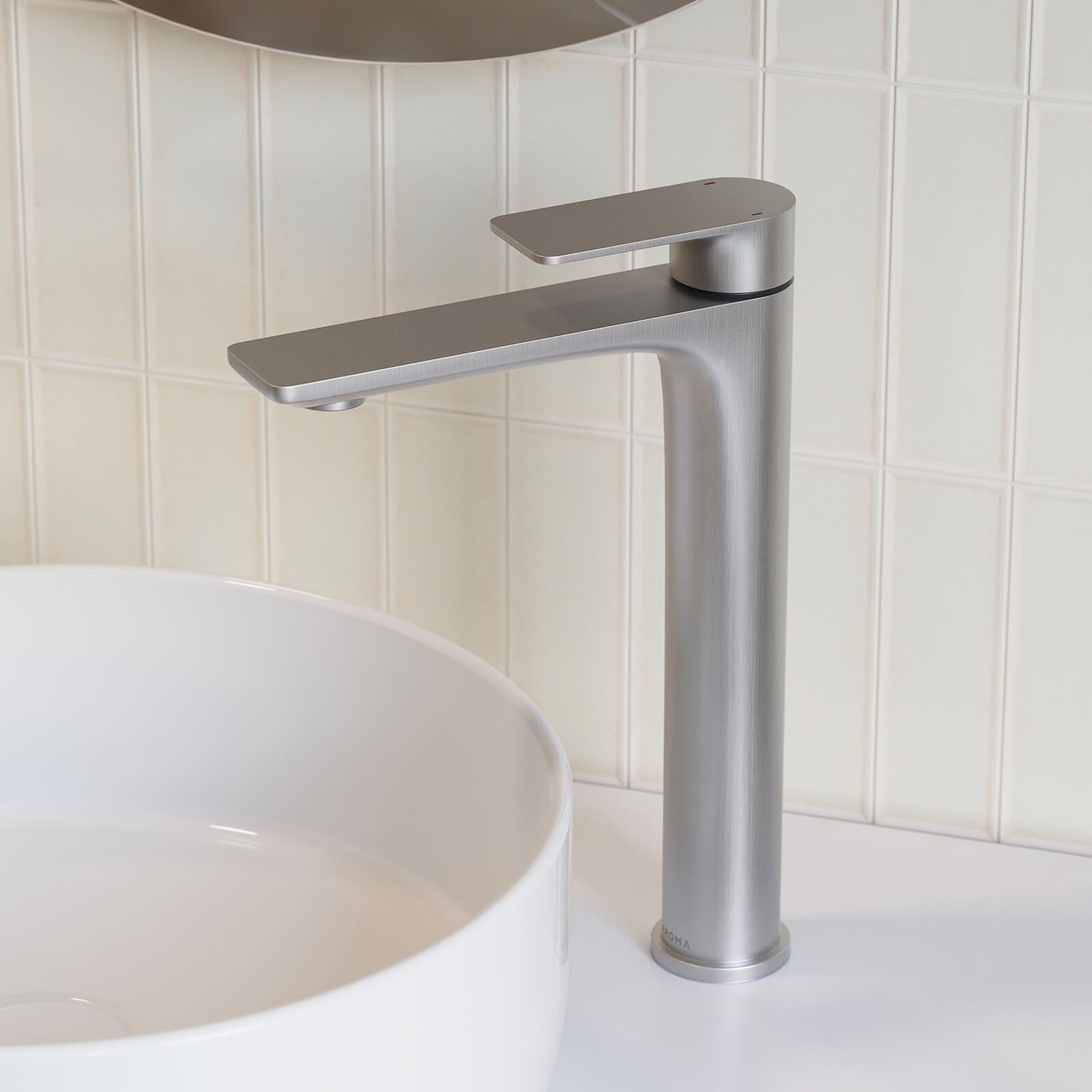 Caroma Urbane II Lead-Free Tower Basin Mixer in Brushed Nickel - Modern Bathroom Faucet for Vanity Sinks & Powder Rooms