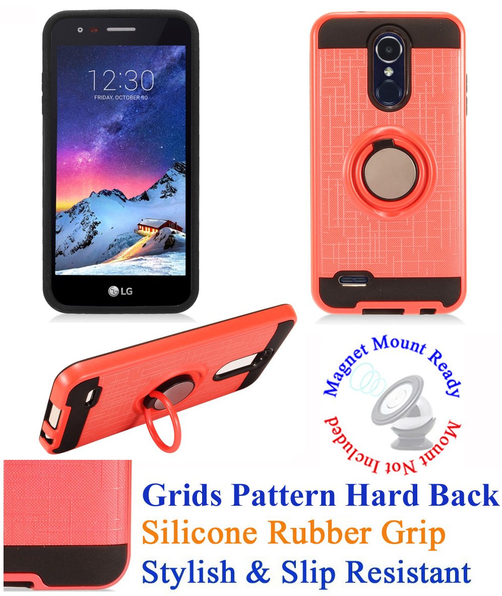 LG Phoenix 3 Case with Kickstand - Magnetic Mount & Slip Resistant for Secure Grip - Red
