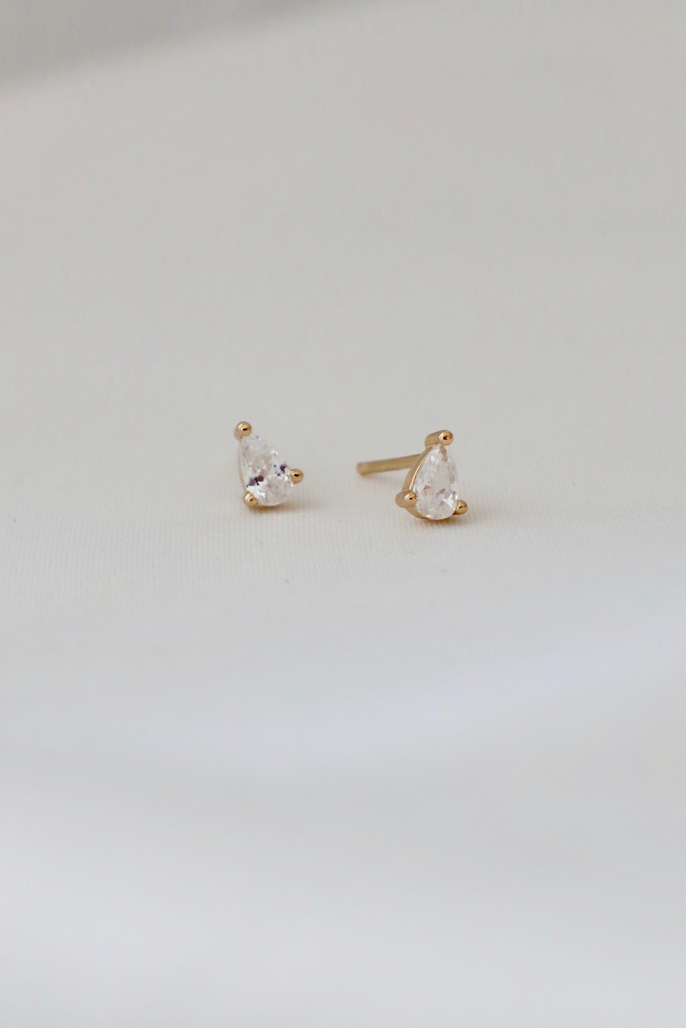 Mini Teardrop CZ Stud Earrings - Sparkling Cubic Zirconia Earrings for Women, Perfect for Everyday Wear, Parties & Special Occasions