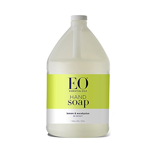 EO Organic Plant-Based Liquid Hand Soap Refill - 128oz Lemon Eucalyptus Scent with Pure Essential Oils | Gentle Cleanser for Kitchen, Bathroom & Office Use