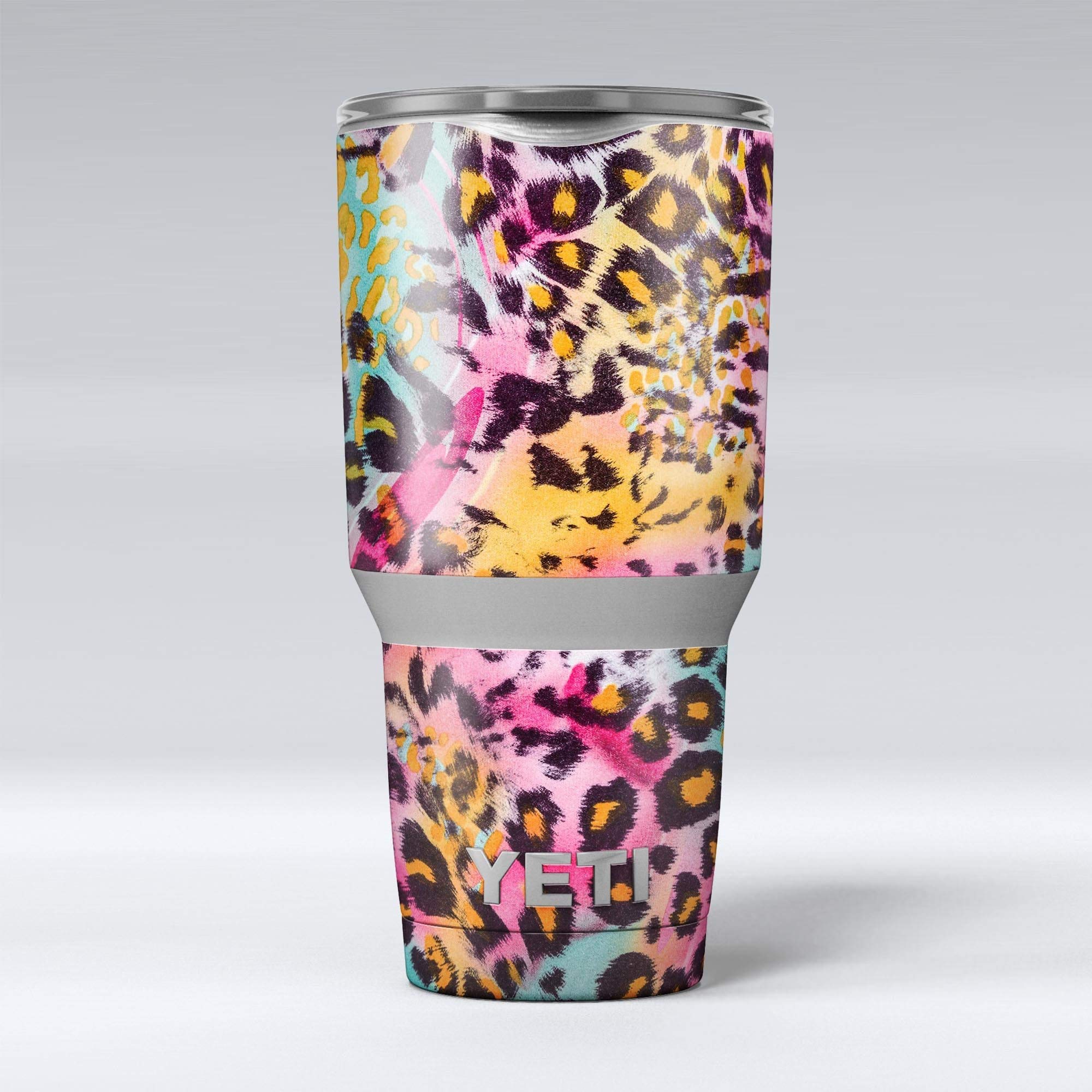 Rainbow Leopard Sherbet Vinyl Wrap Kit - Compatible with Yeti Rambler Tumbler & Cooler Cups | Custom Skin Decal for Personalized Drinkware | Perfect for Outdoor Adventures, Gym, Office & Travel