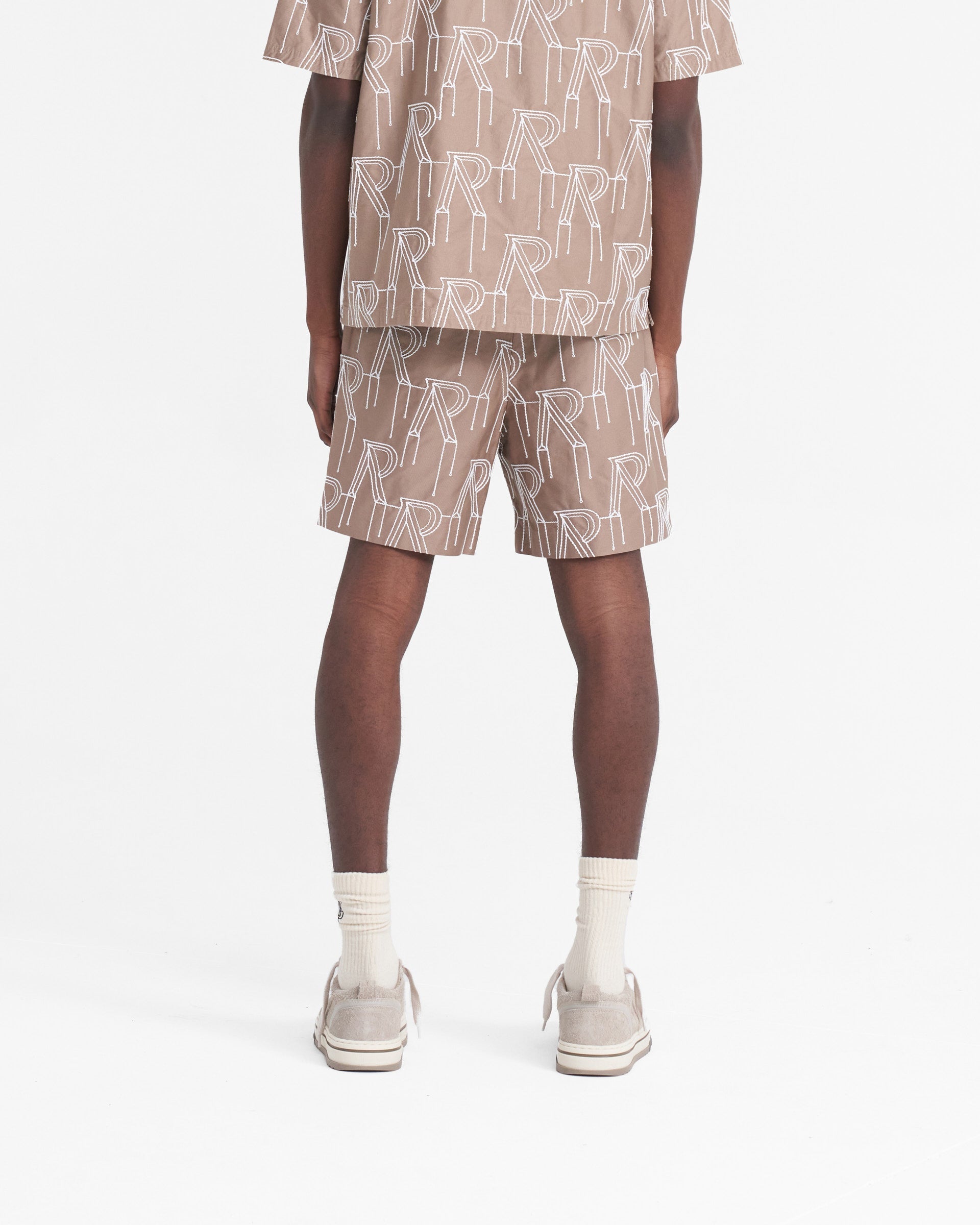 Custom Embroidered Initial Tailored Shorts for Women - Washed Taupe Casual Summer Shorts | Perfect for Beach, Vacation, and Everyday Wear