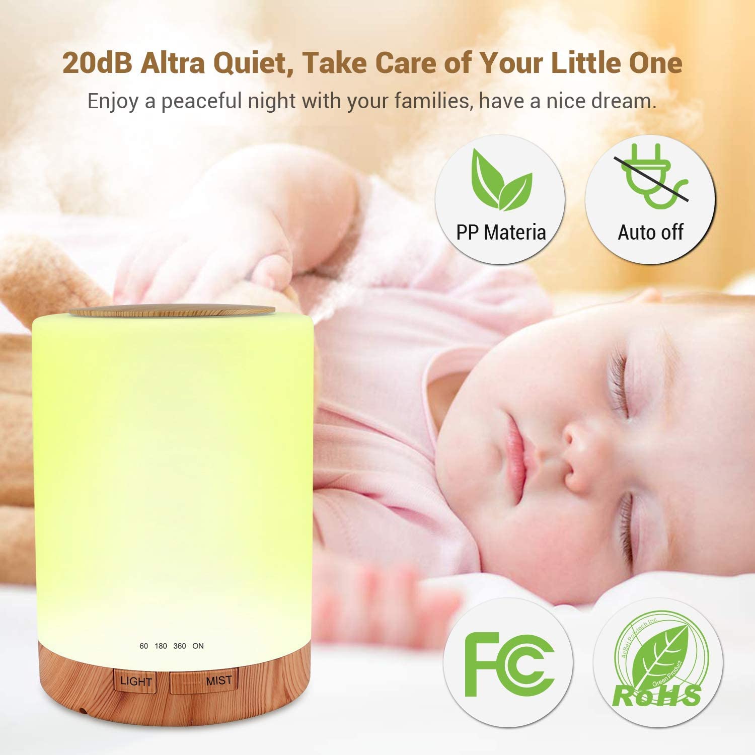 SAIMPU Essential Oil Diffuser - Ultrasonic Aromatherapy Diffuser with 7 Color Changing LED Lights, Cool Mist Humidifier for Home, Bedroom, Office - Quiet Operation & Negative Ion Technology | Perfect for Relaxation, Yoga, Spa & Better Sleep