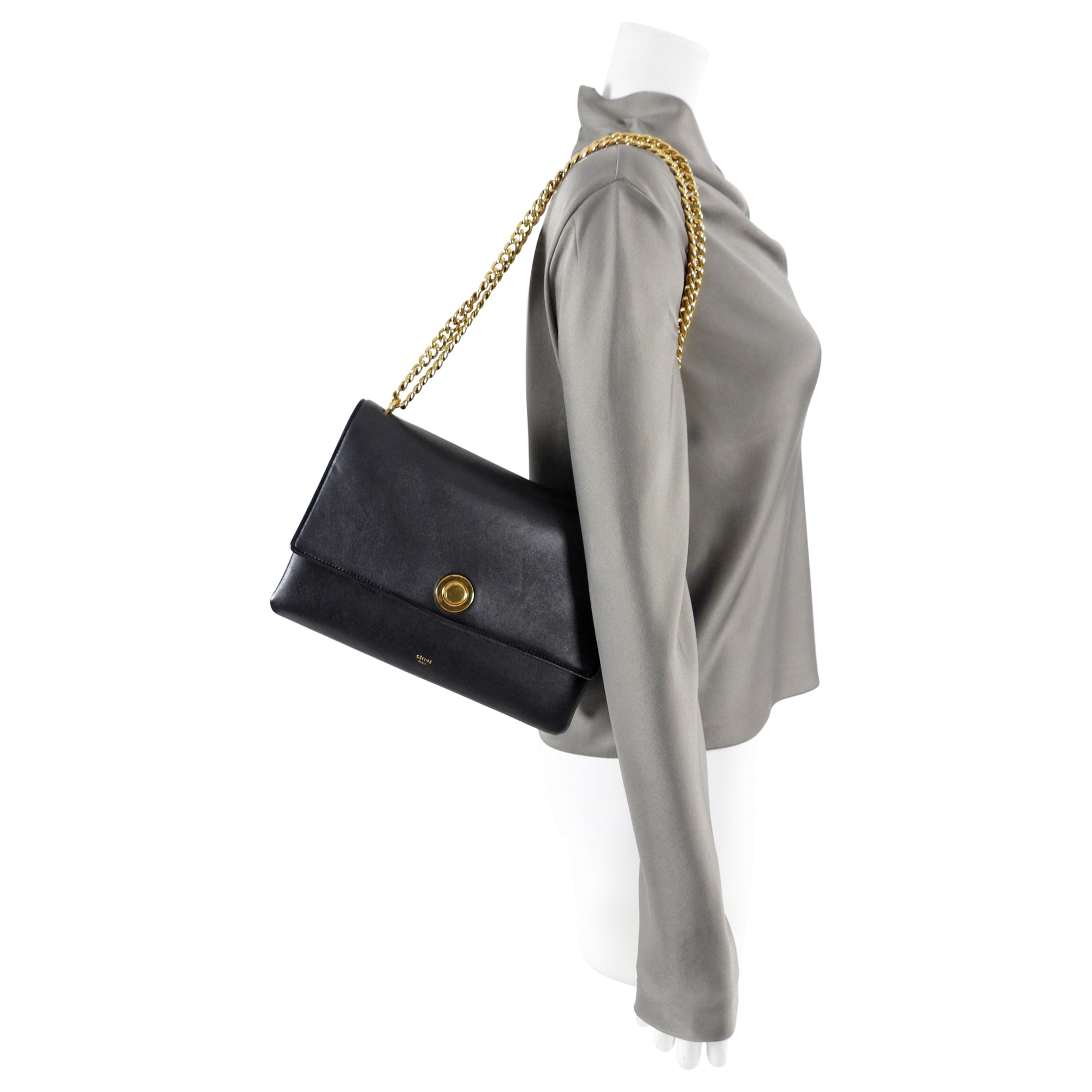 Celine Black Leather Chain Strap Triple Bag - Luxury Designer Crossbody Shoulder Purse for Women | Perfect for Evening Parties, Date Night & Special Occasions