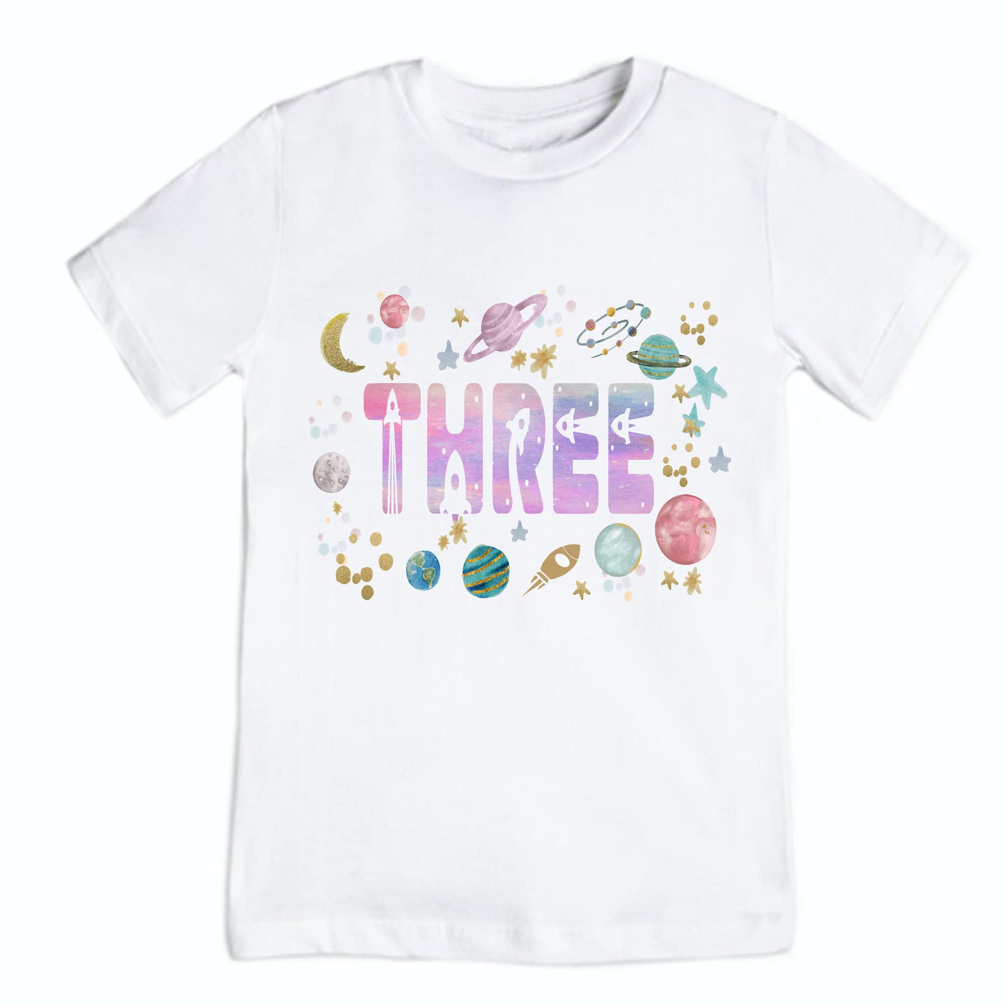 Astronaut 3rd Birthday Shirt for Girls - Space Theme Toddler Outfit with Planets Design (Size 4T) - Perfect for Birthday Parties & Photo Shoots
