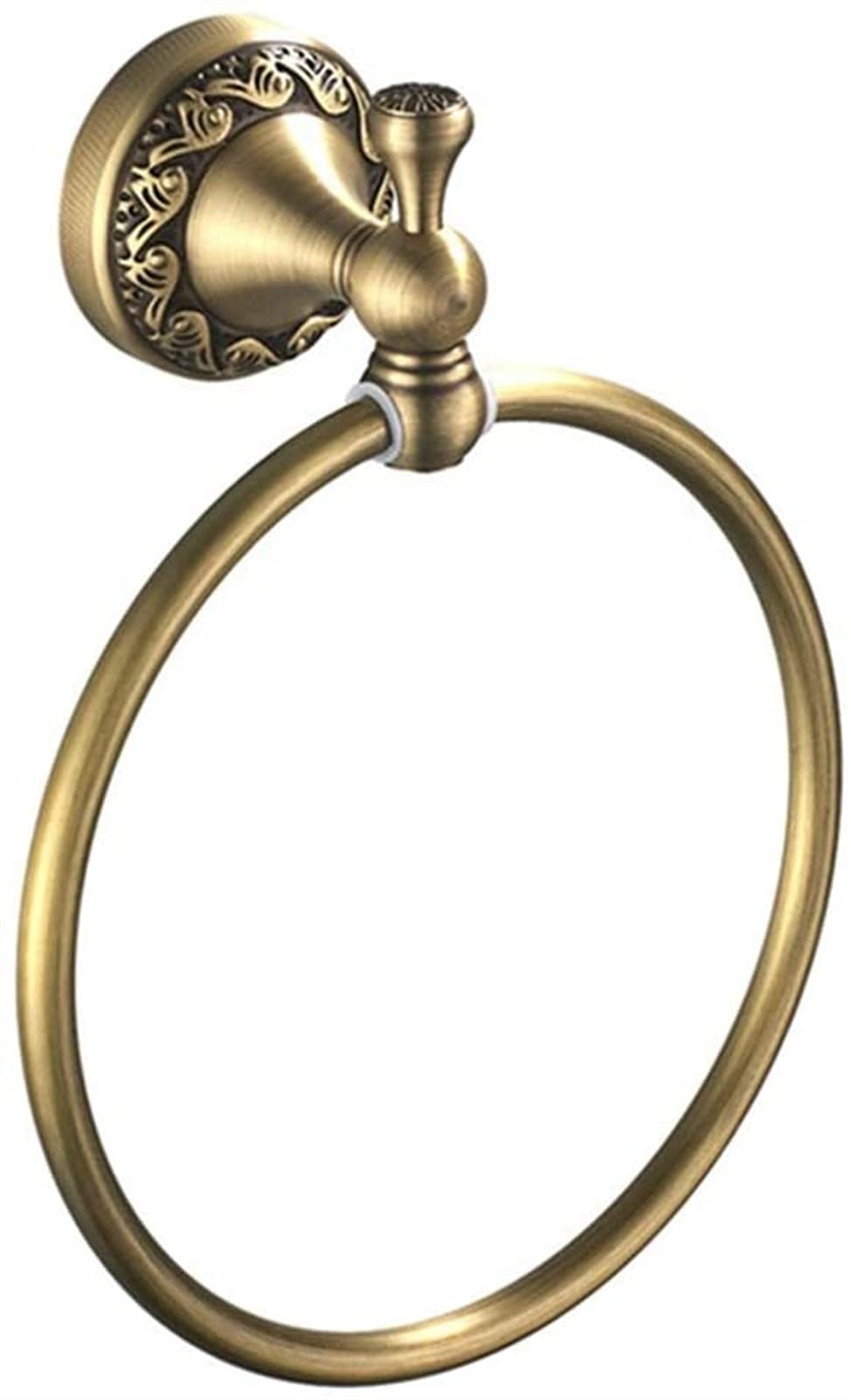 Antique Brass Towel Ring Holder - European Style Vintage Metal Towel Rack for Bathroom, Kitchen & Powder Room - Rustic Wall-Mounted Hanging Towel Hook for Hand & Tea Towels