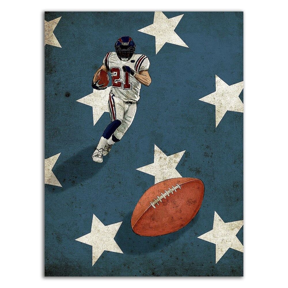 GraphINC American Football Sports Art Print on Canvas - Ready to Hang Wall Decor for Man Cave, Game Room & Sports Bar