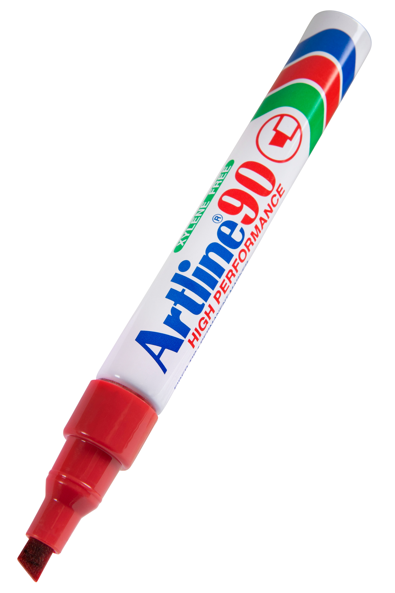 Artline 90 Permanent Marker - 5mm Chisel Tip, Bold Red Ink, Pack of 12 - Ideal for Labeling, Crafting, and Office Use