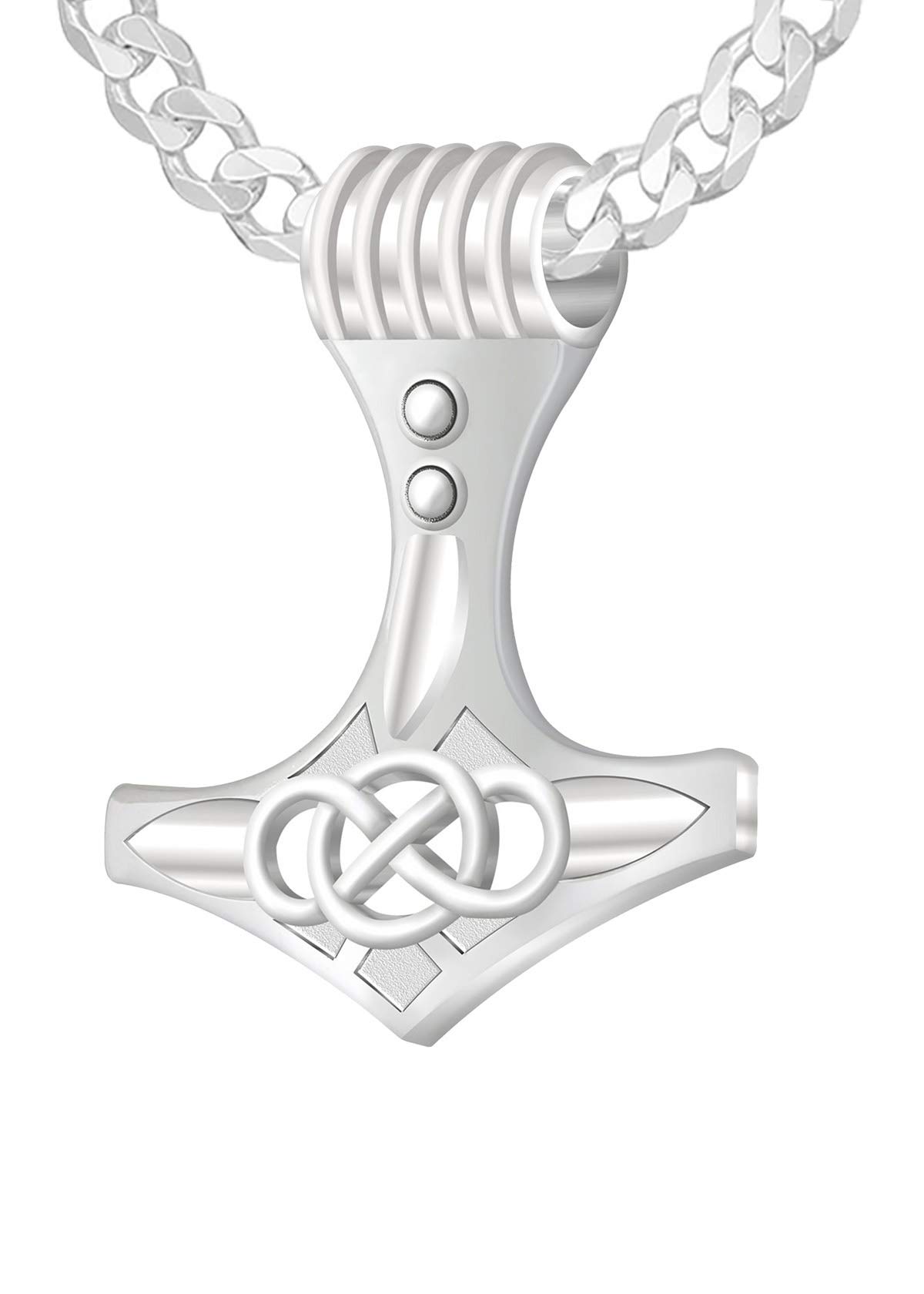 925 Sterling Silver Thor's Hammer Pendant Necklace - 43mm Viking Jewelry for Men - Perfect for Norse Mythology Lovers & Viking Cosplay