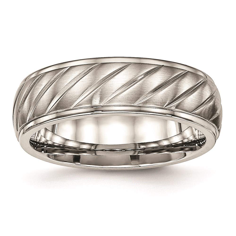 Stainless Steel Brushed & Polished Grooved Ring for Women - Elegant Fine Jewelry Gift for Her - Perfect for Anniversary, Birthday, Valentine's Day & Special Occasions