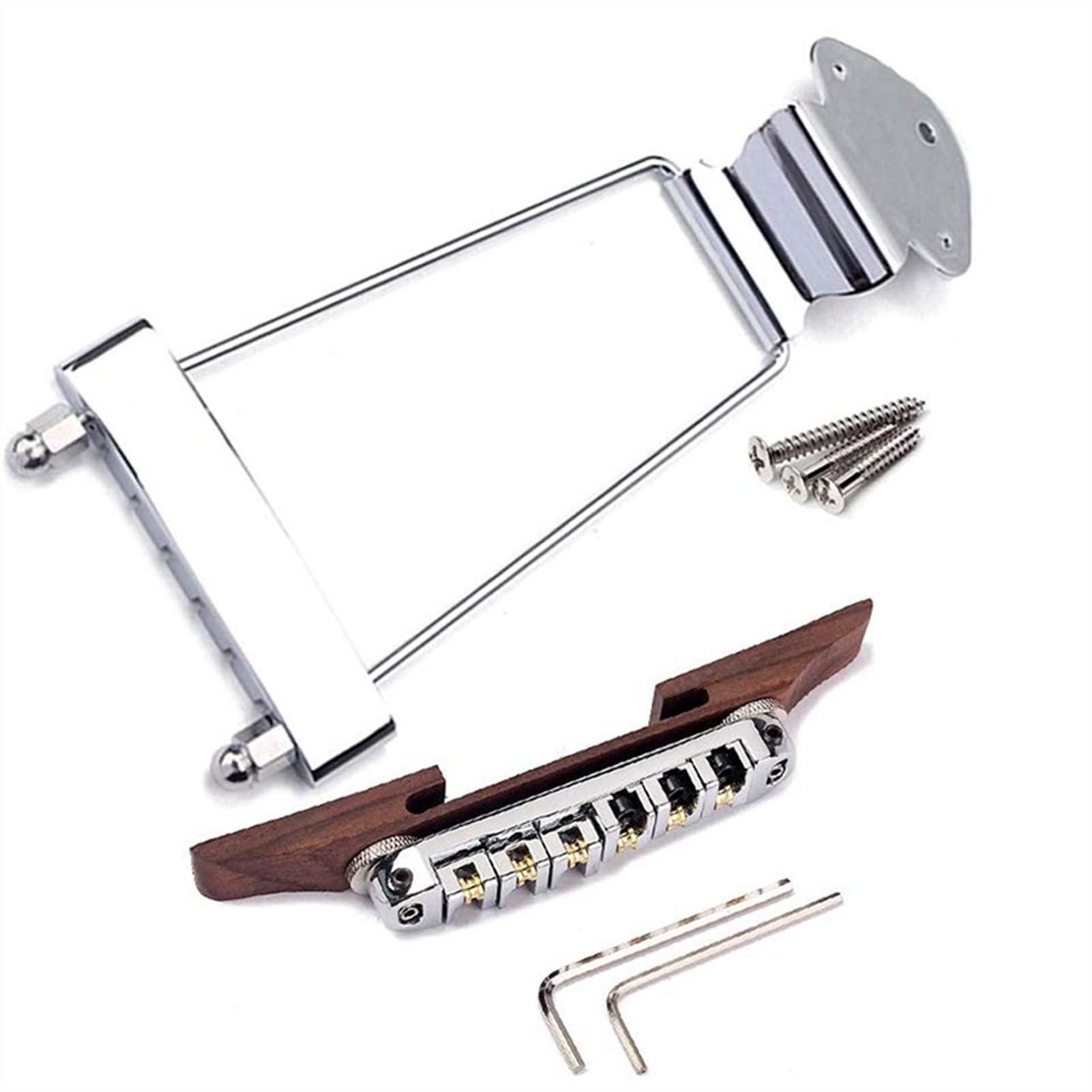 6 String Electric Guitar Bridge - Adjustable Rosewood Tailpiece for Bass Guitar Parts (Silver) | Perfect for DIY Guitar Repair & Upgrades