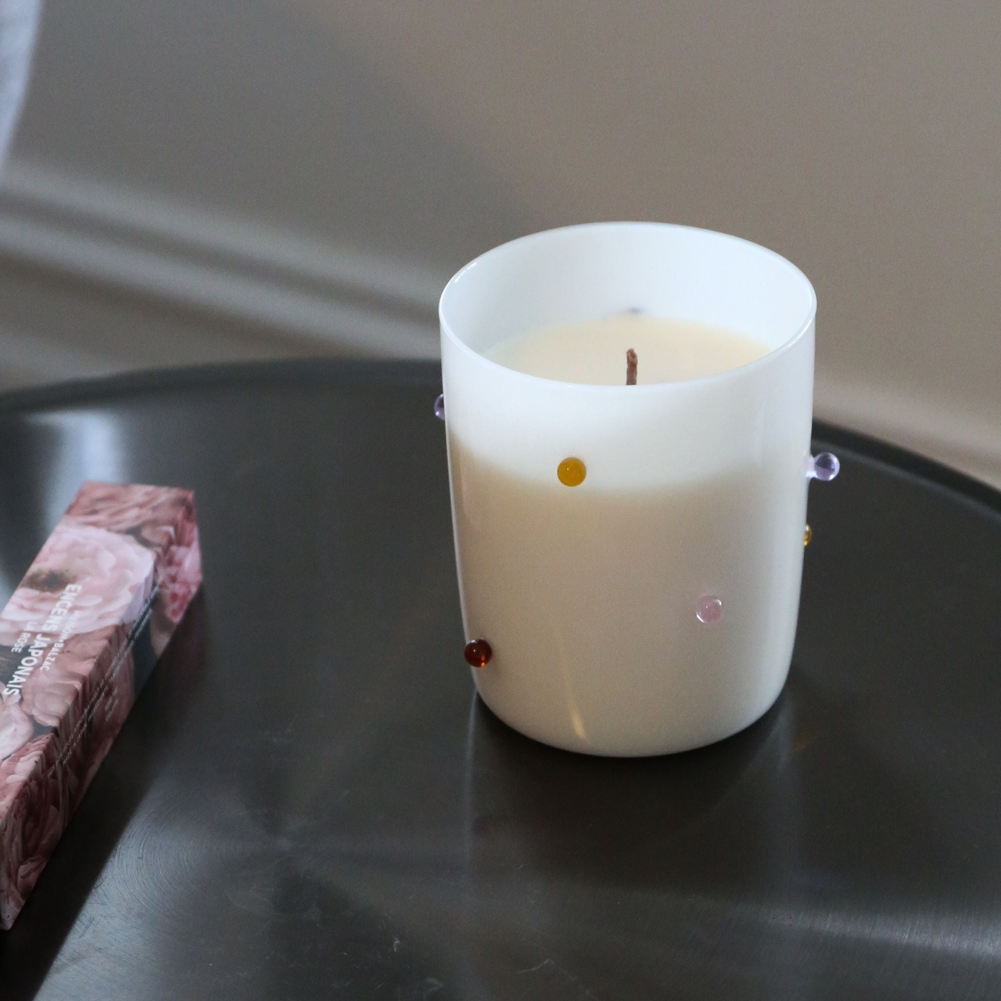 MAISON BALZAC La Pomponette Scented Candle - Le Rouge Fragrance, White & Summer Multi-Colored - Perfect for Home Decor, Relaxation & Gift Giving