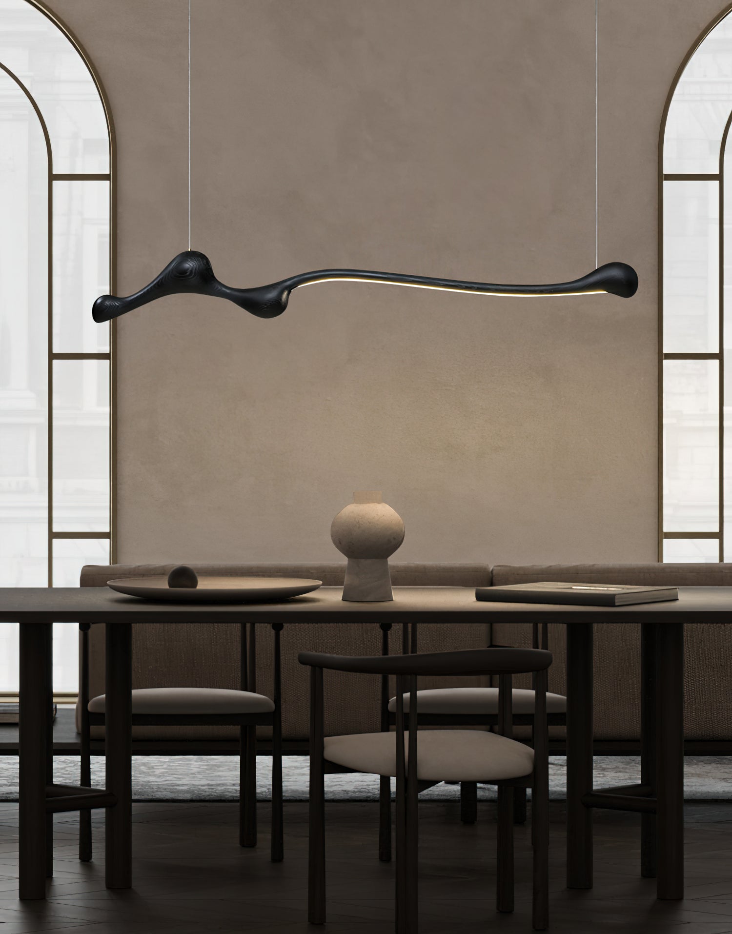 Modern Curva Pendant Lamp - Sleek Hanging Light Fixture for Dining Room, Kitchen Island & Bedroom Decor | Adjustable Height LED Lighting
