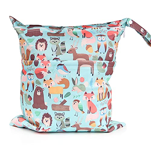 Waterproof Reusable Wet Dry Bags with Two Zippered Pockets - Washable Diaper Bag for Travel, Beach, Pool & Stroller - Ideal for Baby Essentials, Swim Gear & On-the-Go Organization